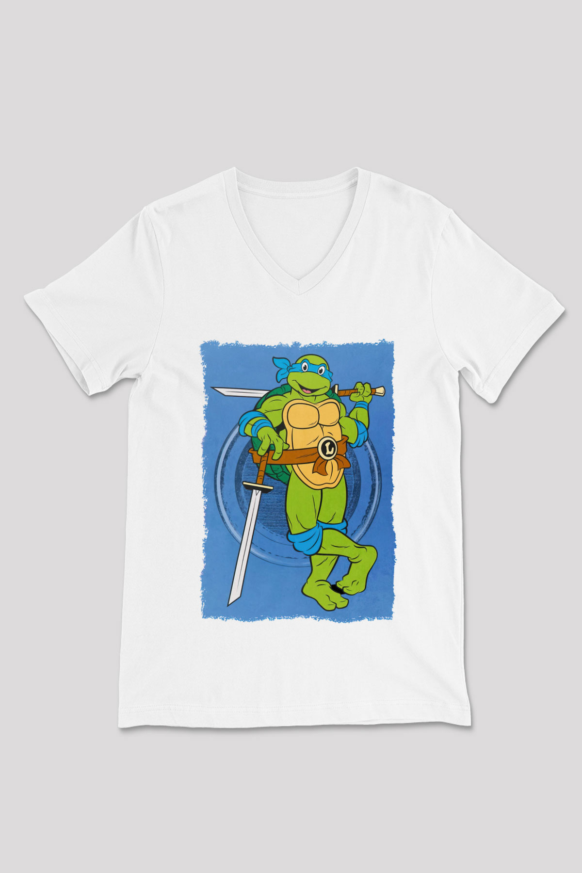 Teenage Mutant Ninja Turtles Ninja Kaplumbağalar Beyaz Unisex V Yaka Tişört