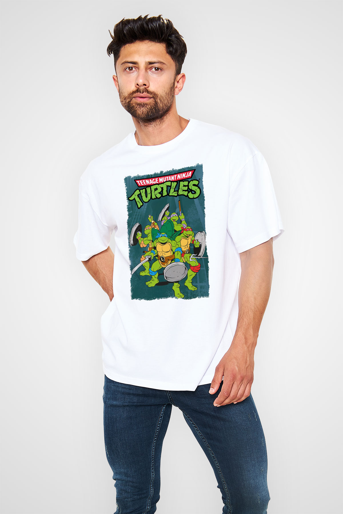 Teenage Mutant Ninja Turtles Ninja Kaplumbağalar Beyaz Oversize Tişört Oversize T-shirt