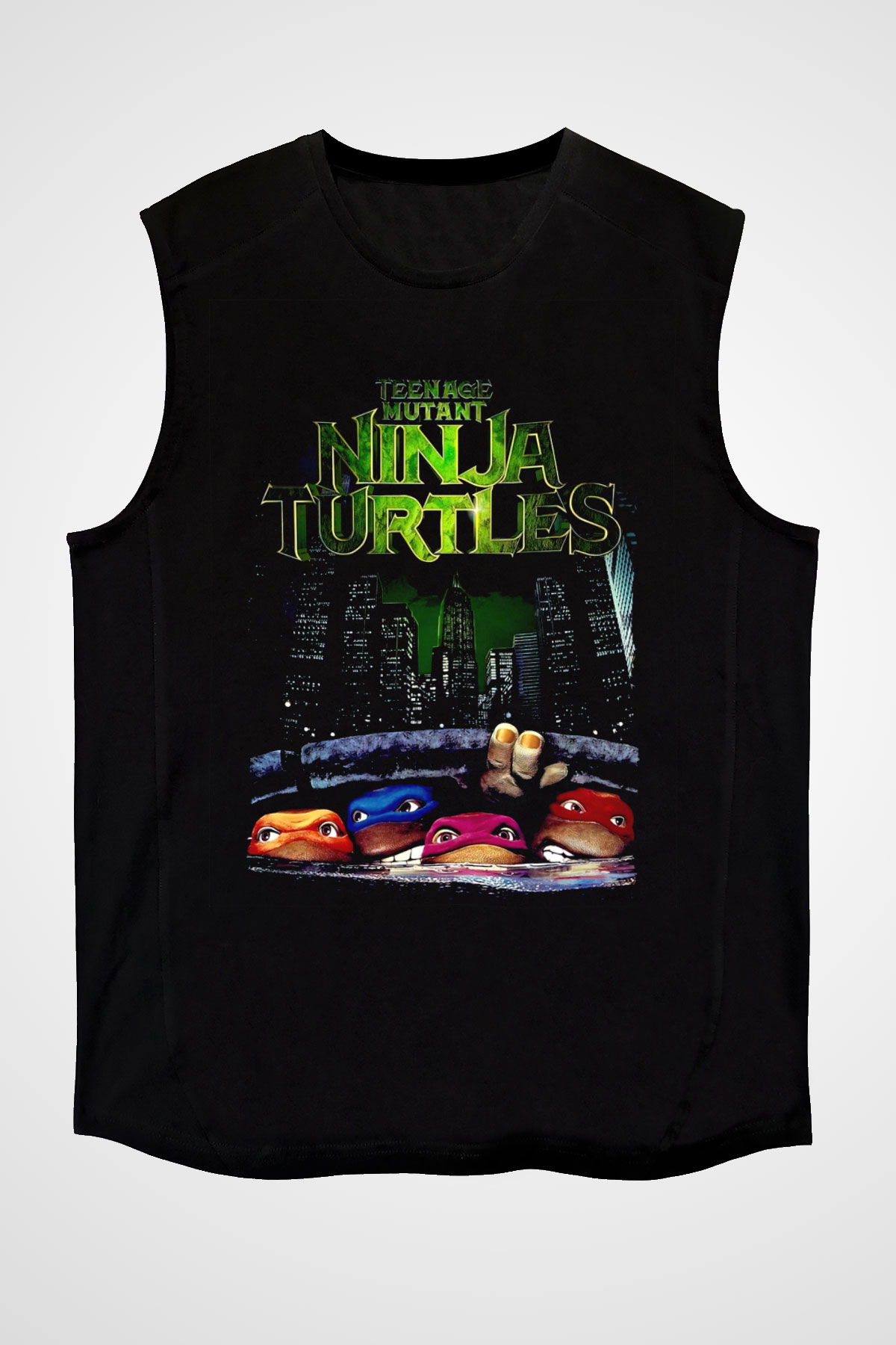 Teenage Mutant Ninja Turtles Ninja Kaplumbağalar Siyah Unisex  Kolsuz Tişört