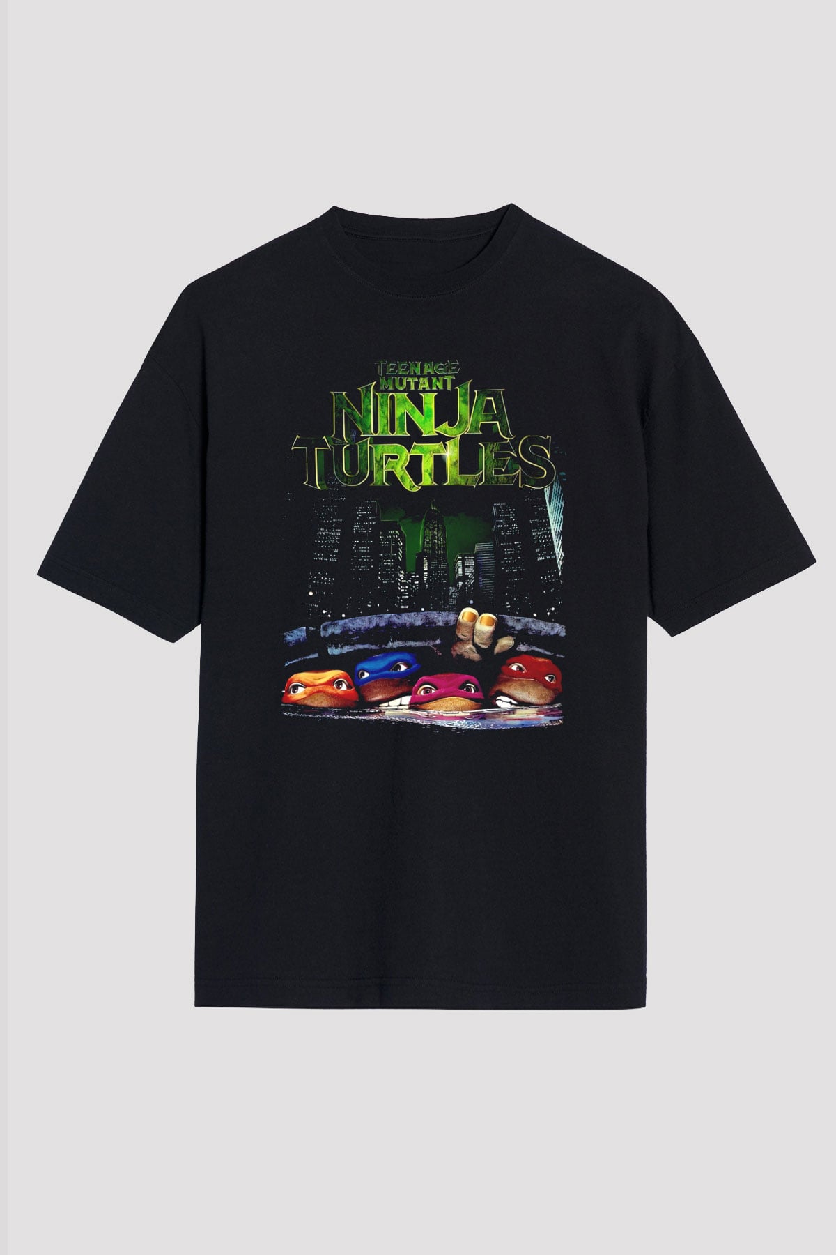 Teenage Mutant Ninja Turtles Ninja Kaplumbağalar Siyah Oversize Tişört