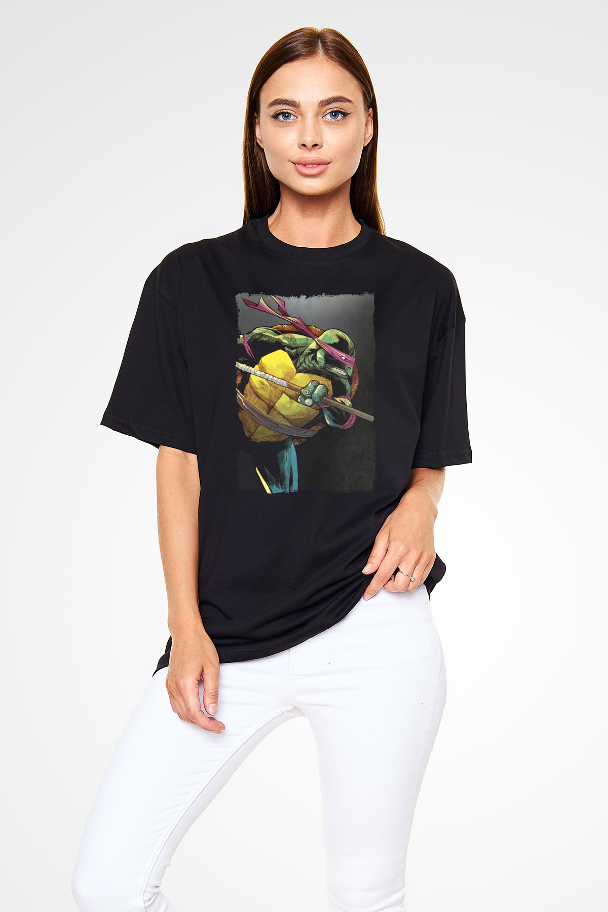Teenage Mutant Ninja Turtles Ninja Kaplumbağalar Siyah Oversize Tişört Oversize T-shirt