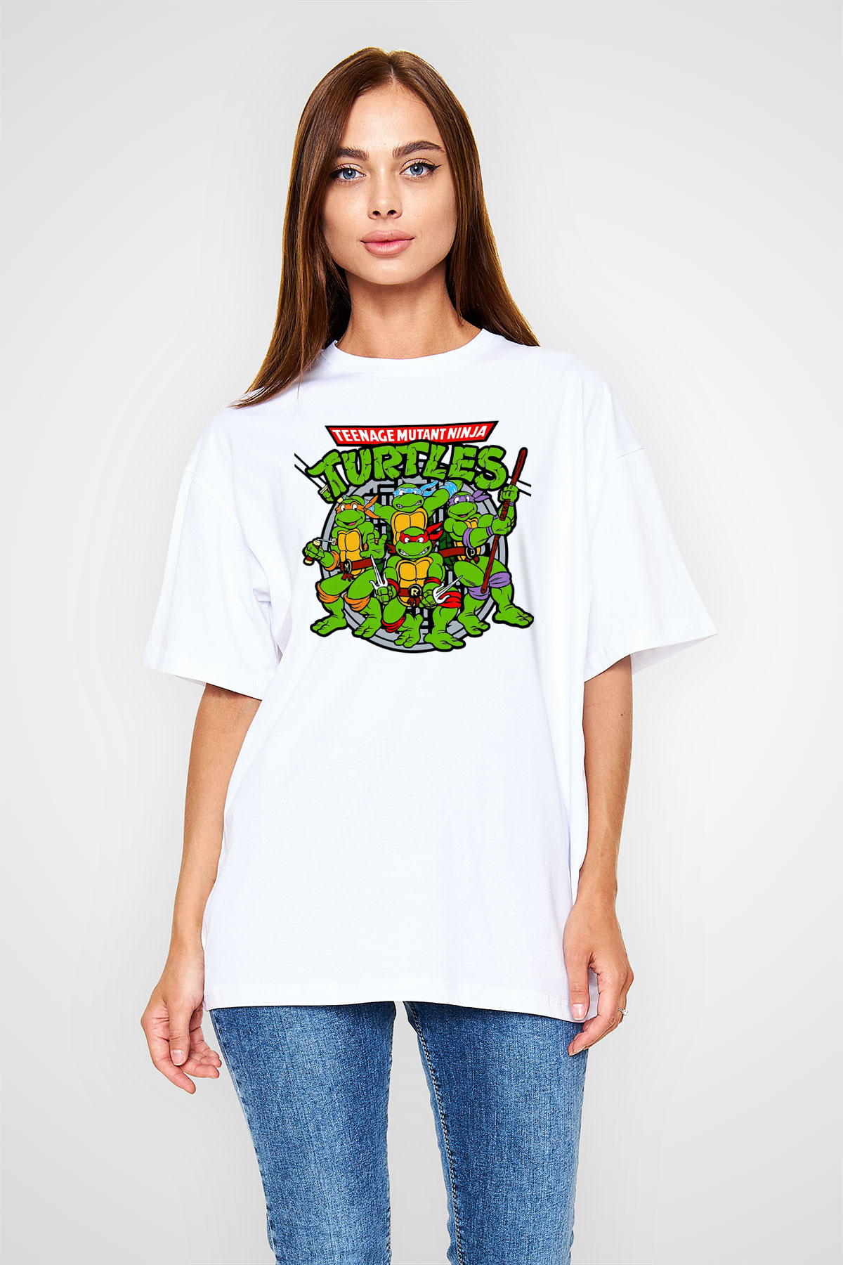 Teenage Mutant Ninja Turtles Ninja Kaplumbağalar Beyaz Oversize Tişört