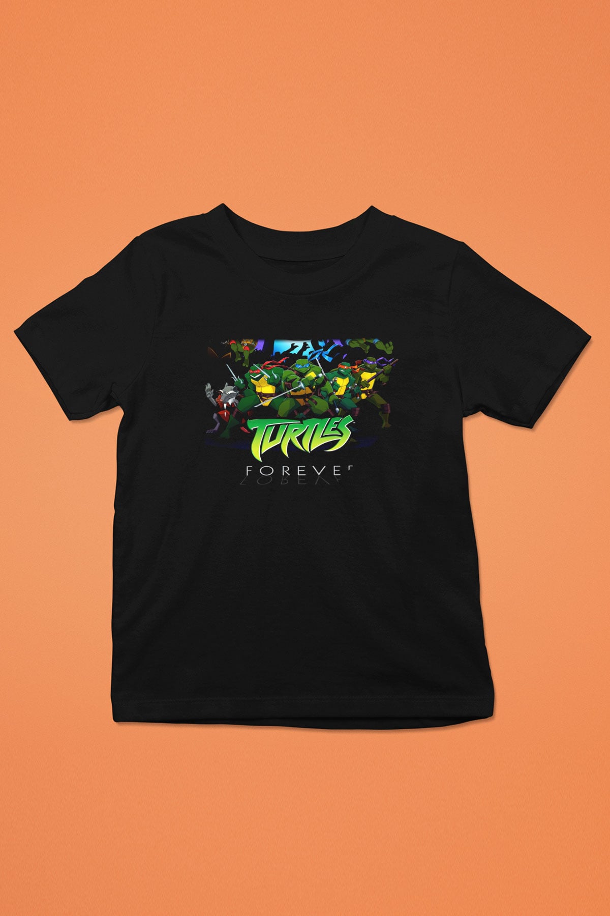 Teenage Mutant Ninja Turtles Ninja Kaplumbağalar Baskılı Siyah Unisex Çocuk Tişört