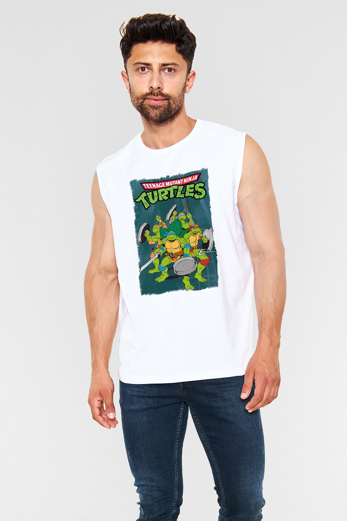 Teenage Mutant Ninja Turtles Ninja Kaplumbağalar Beyaz Unisex Kolsuz Tişört
