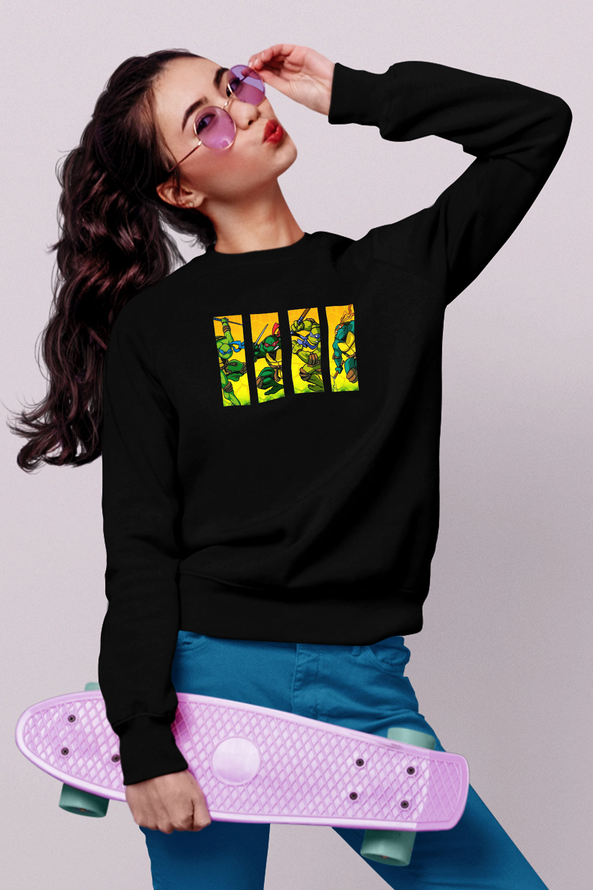 Teenage Mutant Ninja Turtles Ninja Kaplumbağalar Siyah Unisex Sweatshirt
