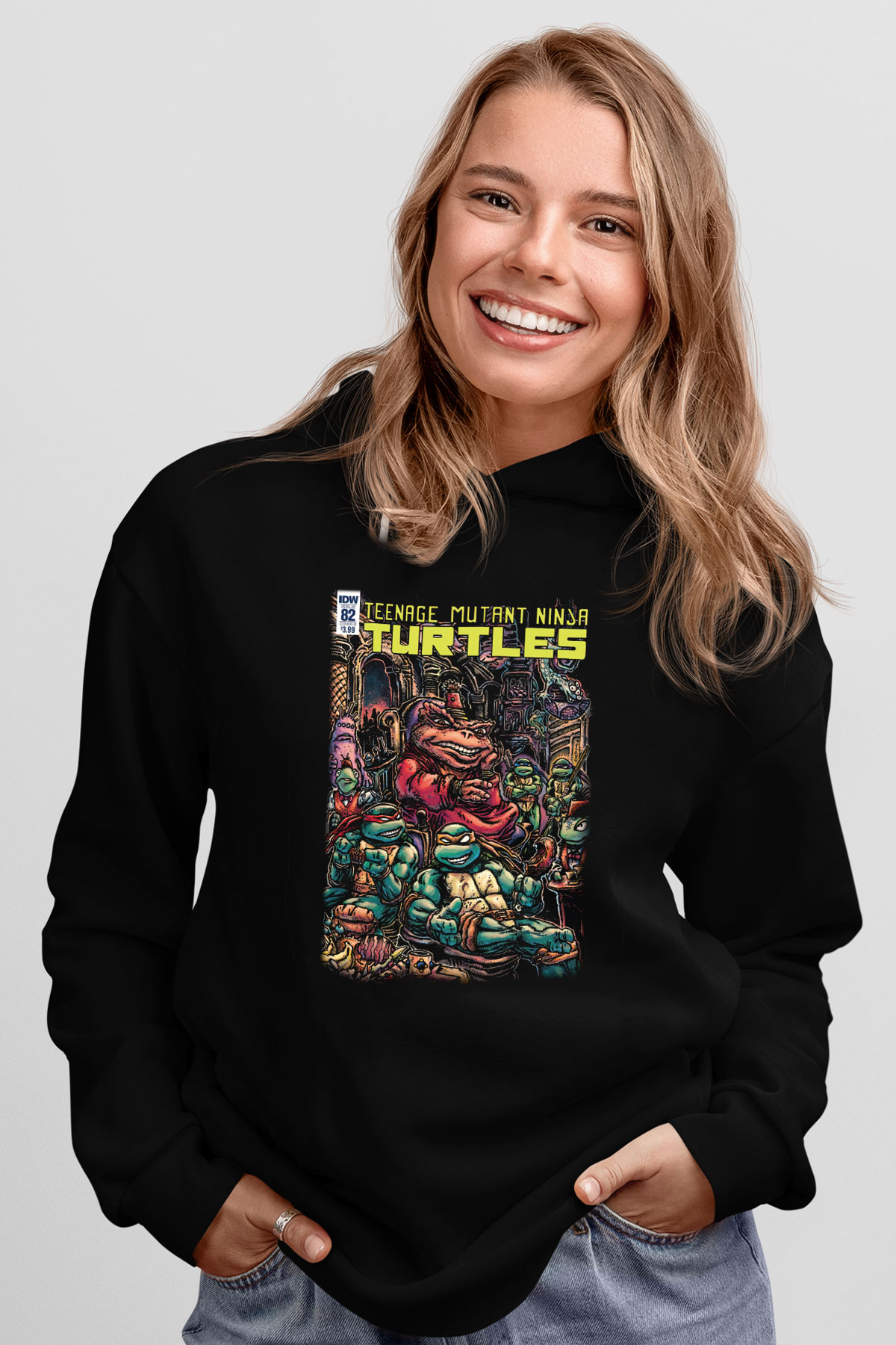 Teenage Mutant Ninja Turtles Ninja Kaplumbağalar Siyah Unisex Kapüşonlu Sweatshirt
