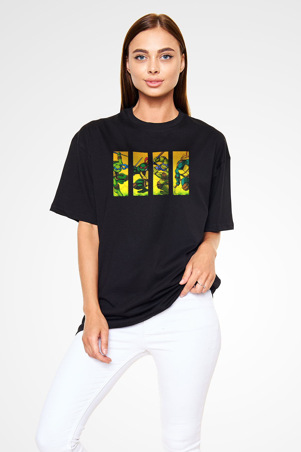 Teenage Mutant Ninja Turtles Ninja Kaplumbağalar Siyah Unisex Oversize Tişört