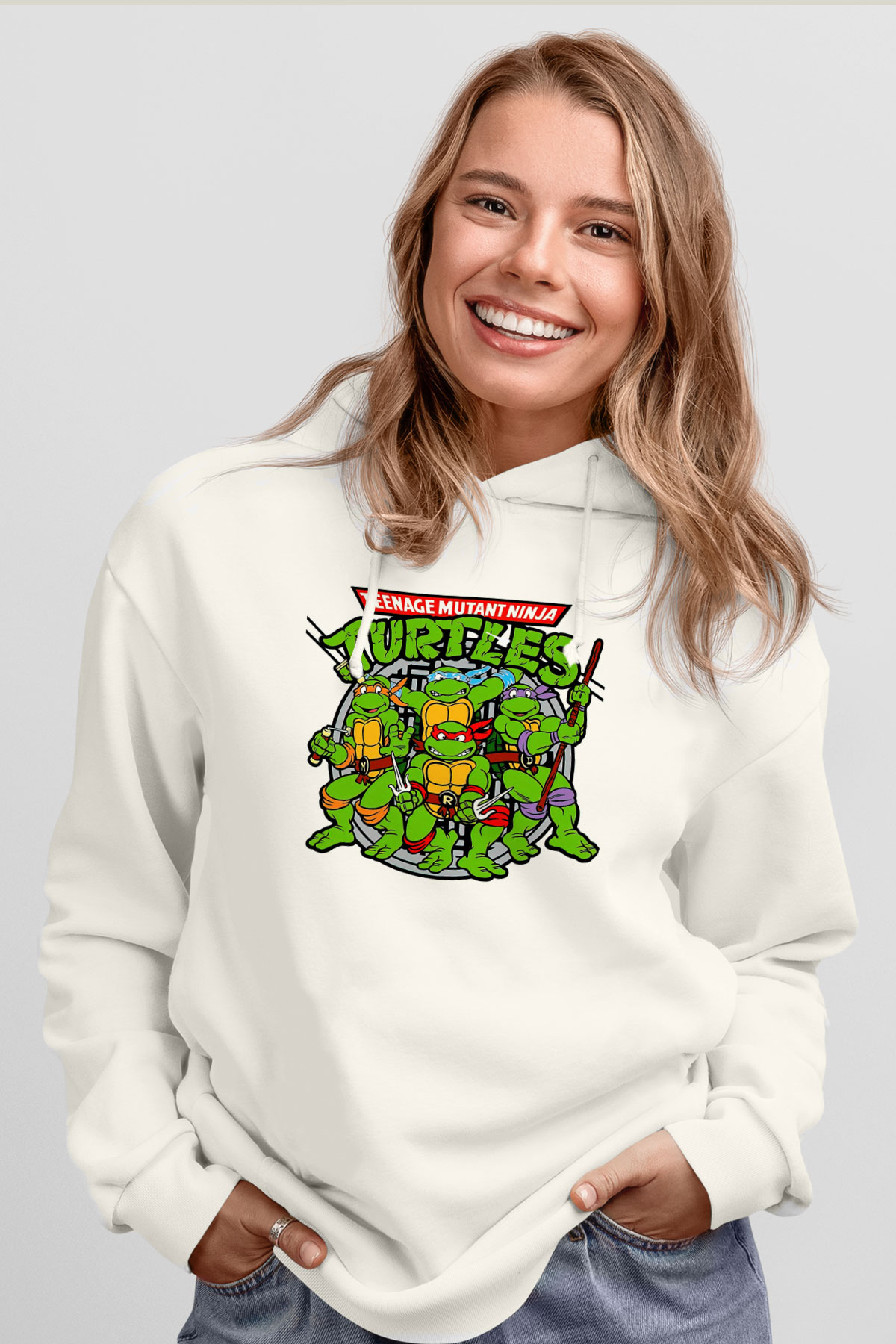 Teenage Mutant Ninja Turtles Ninja Kaplumbağalar Beyaz Unisex Hoodie
