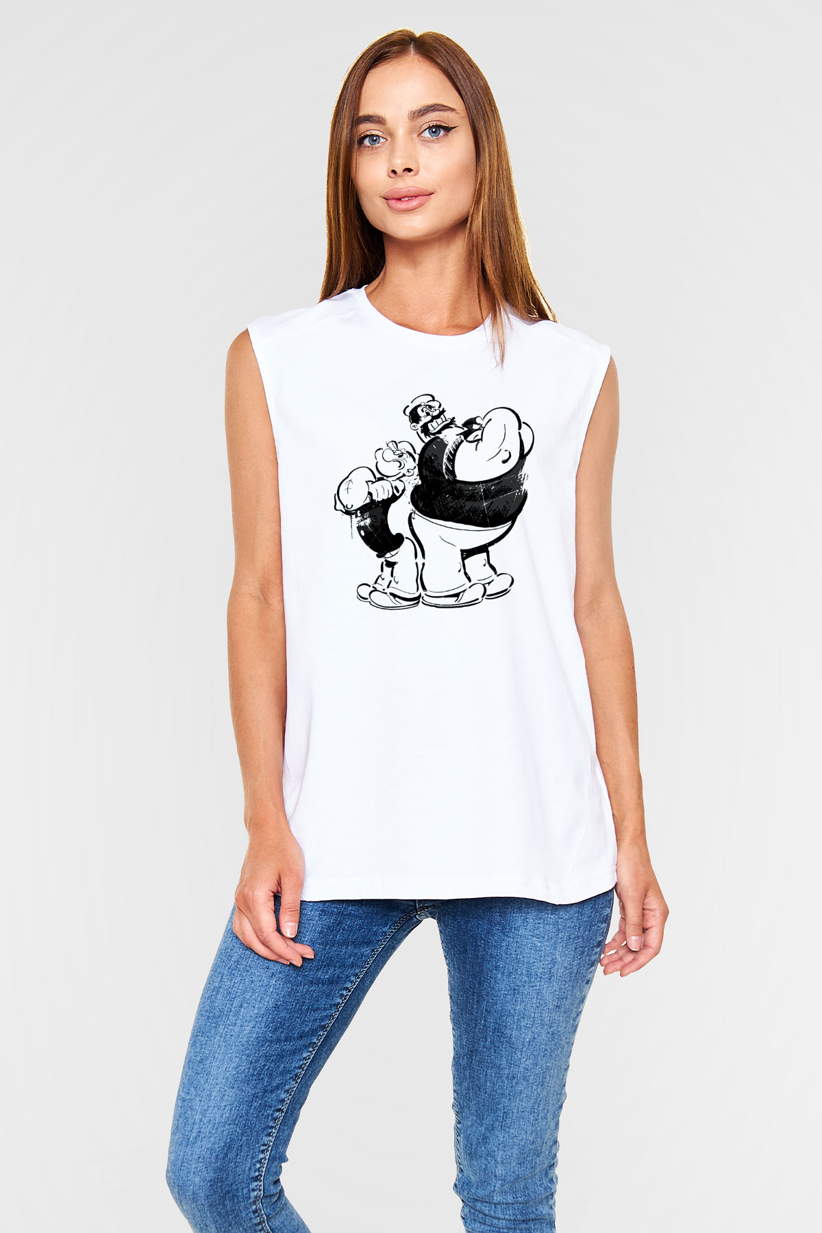 Temel Reis ve Kaba Sakal Baskılı Unisex Beyaz  Kolsuz Tişört
