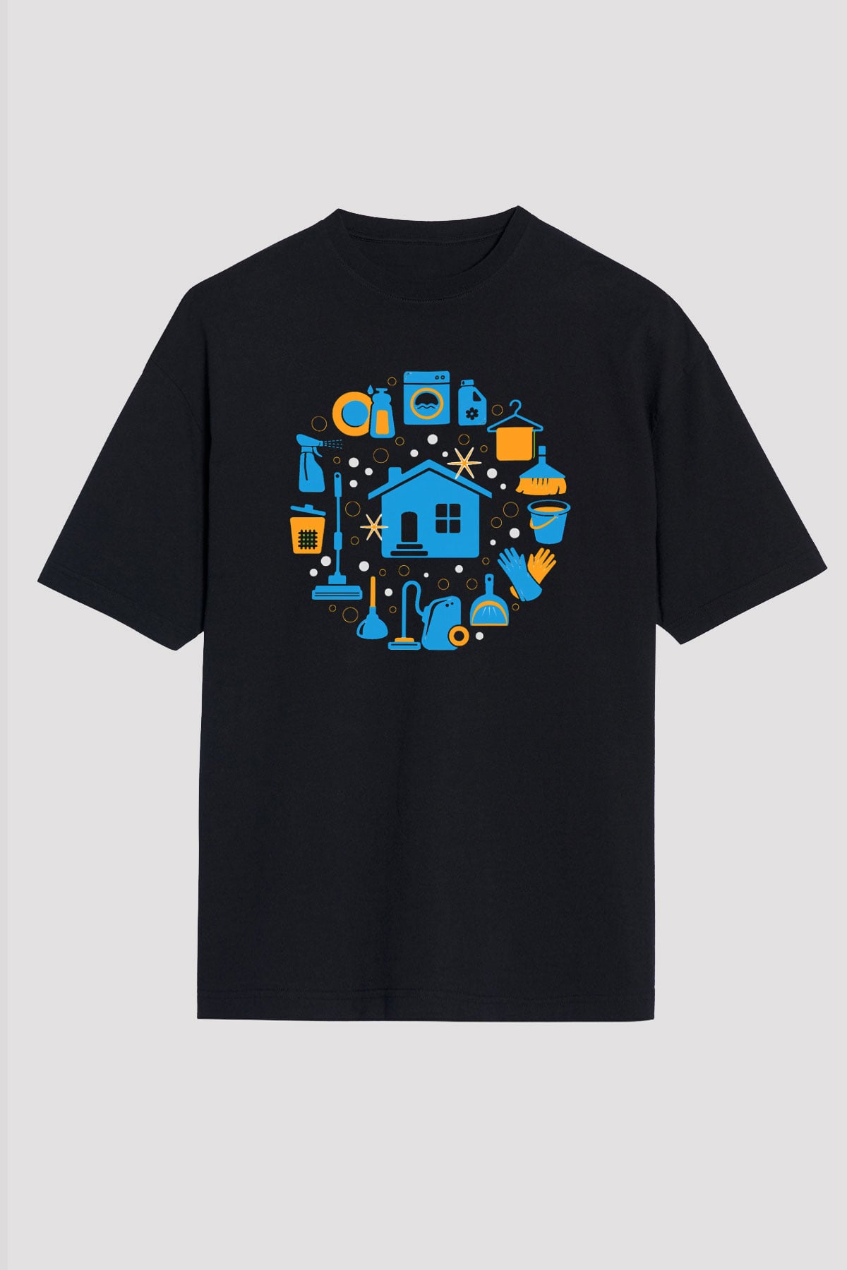 Temizlik Hizmeti Siyah Unisex Oversize Tişört T-Shirt