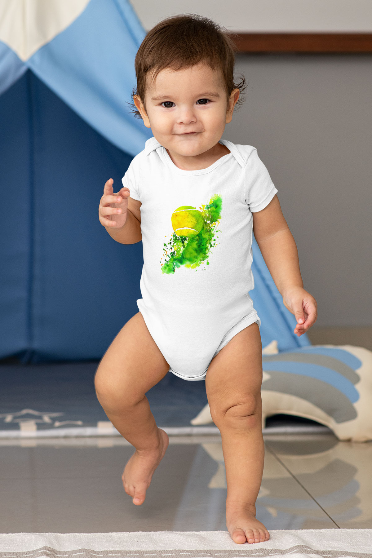 Tenis Baskılı Beyaz Unisex Bebek Body - Zıbın