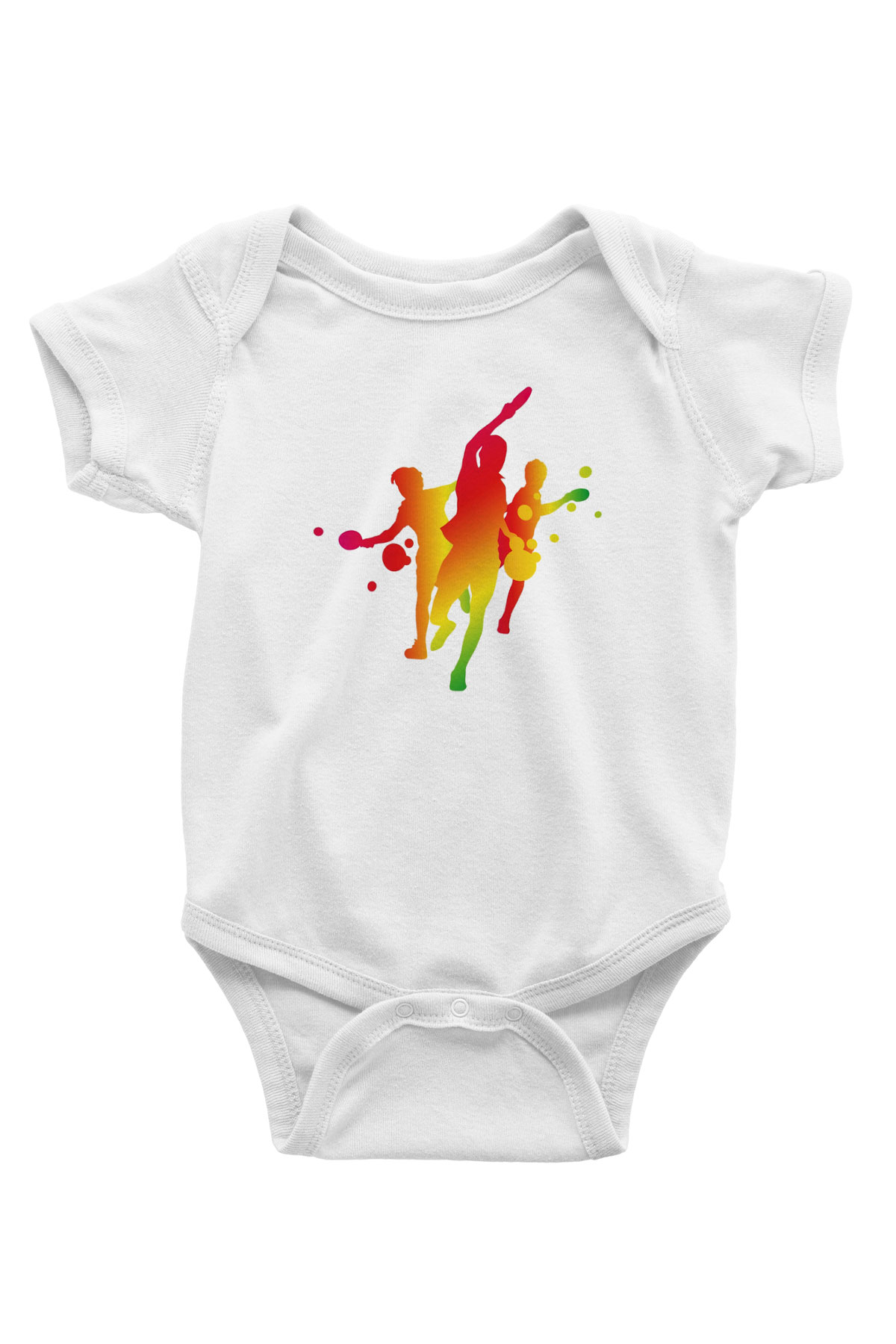 Tenis Baskılı Beyaz Unisex Bebek Body - Zıbın