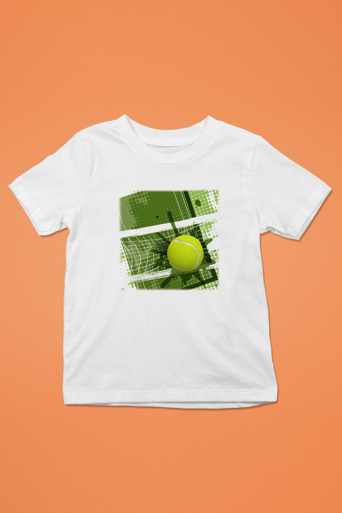 Tenis Baskılı Beyaz Unisex Çocuk Tişört