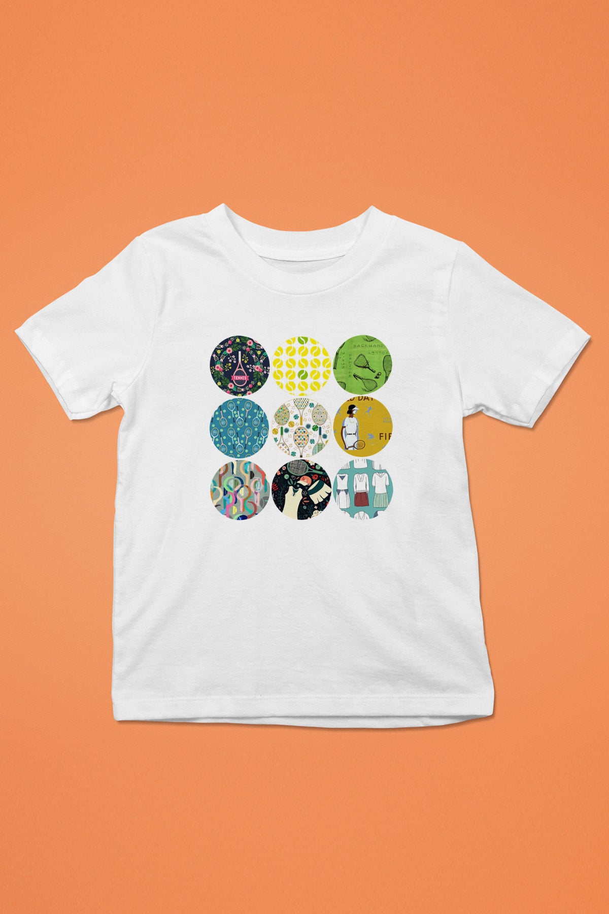 Tenis Baskılı Beyaz Unisex Çocuk Tişört