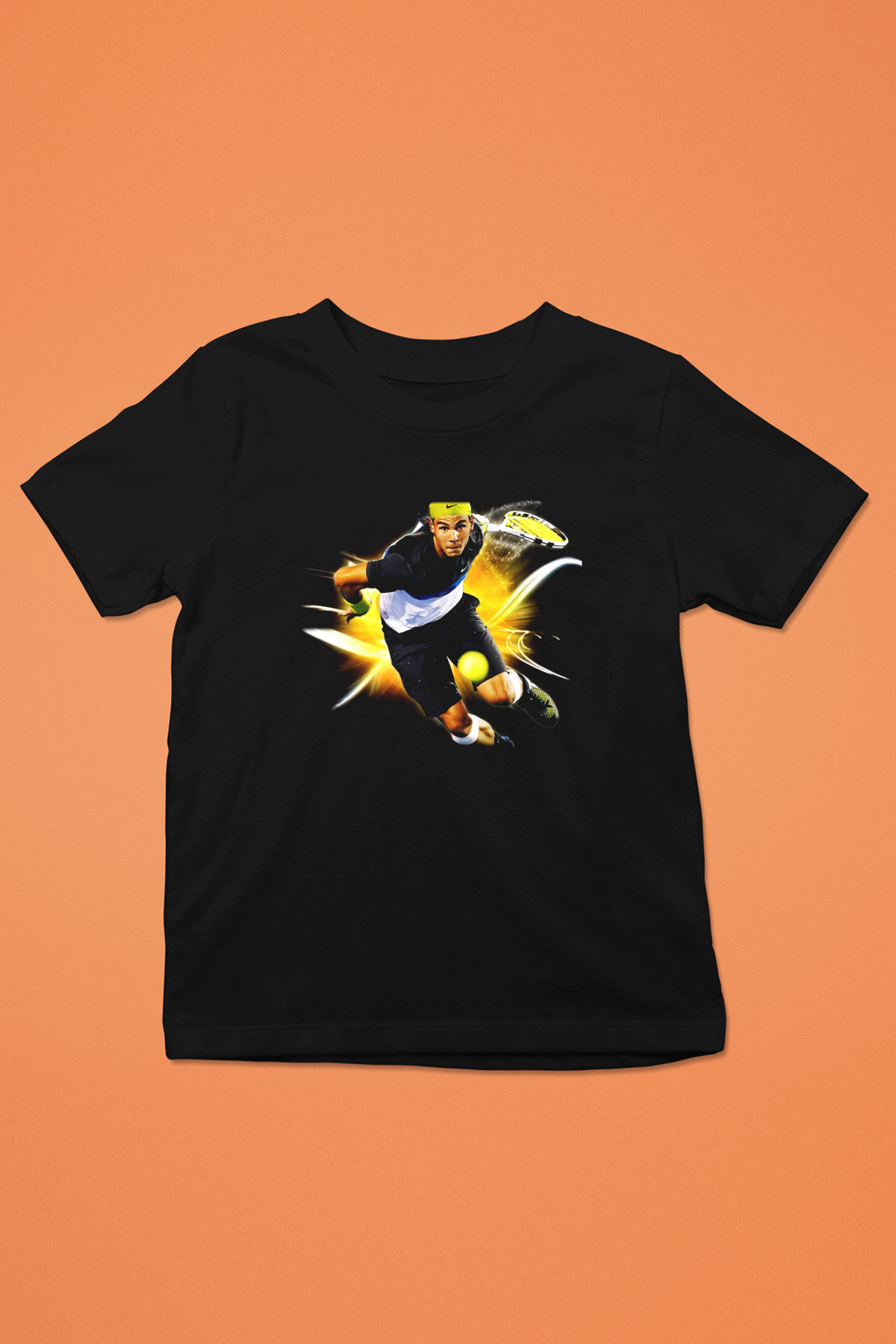 Tenis Baskılı Siyah Unisex Çocuk Tişört