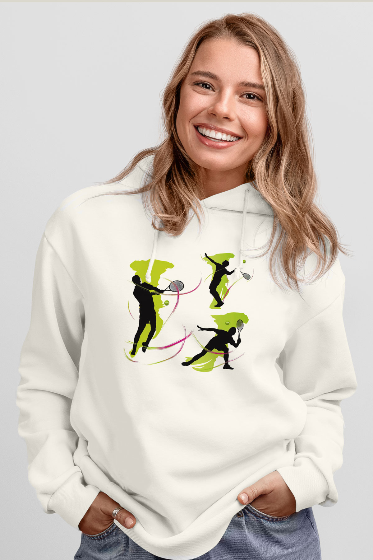 Tenis Beyaz Unisex Hoodie