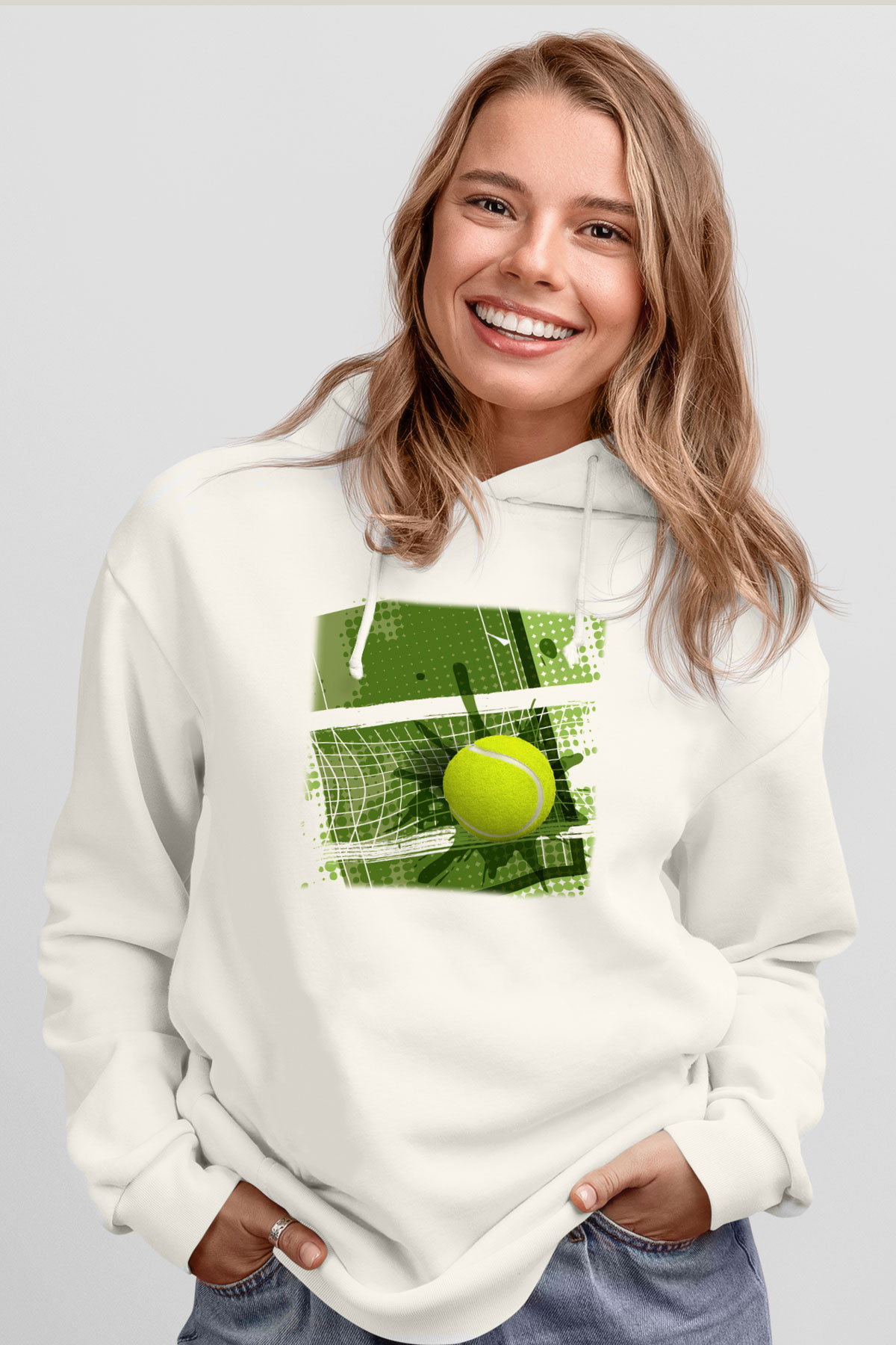 Tenis Beyaz Unisex Hoodie