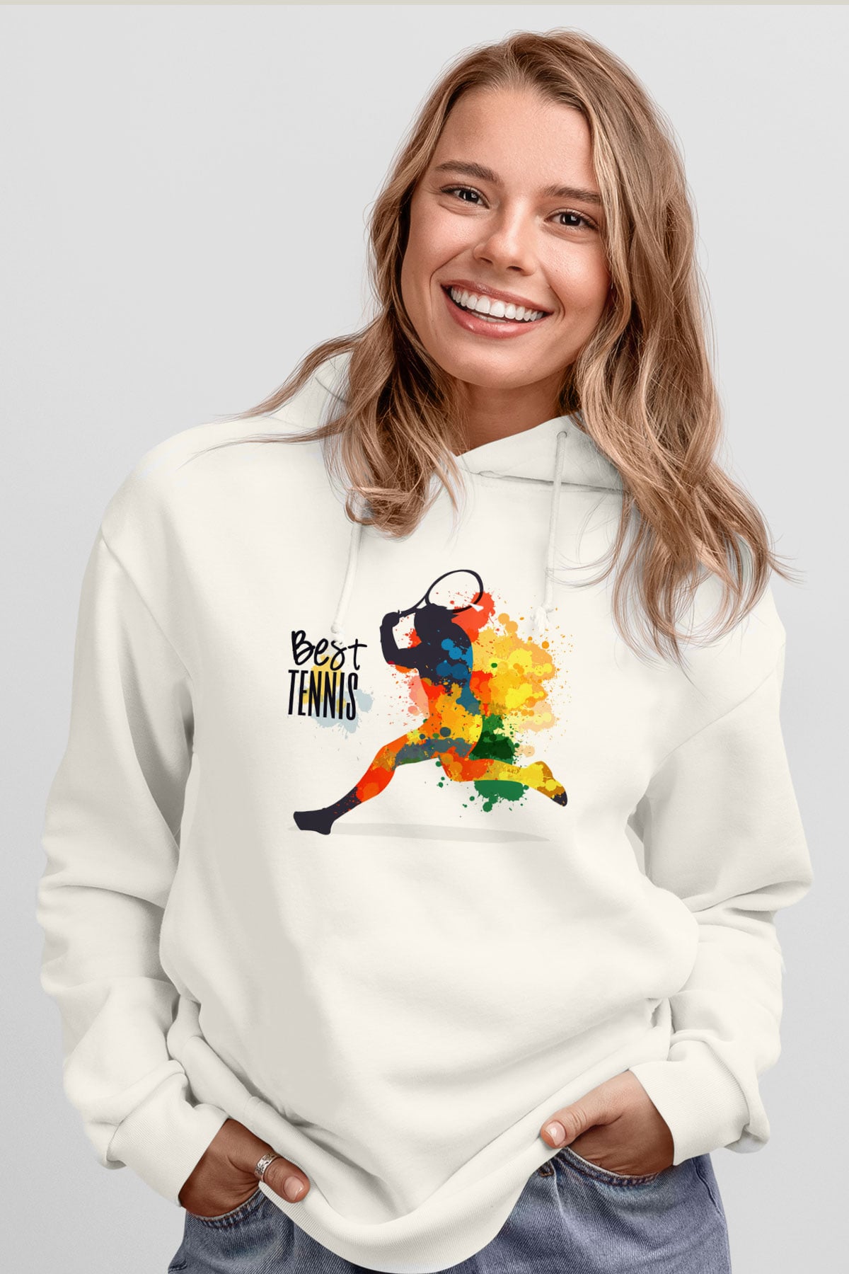 Tenis Beyaz Unisex Hoodie