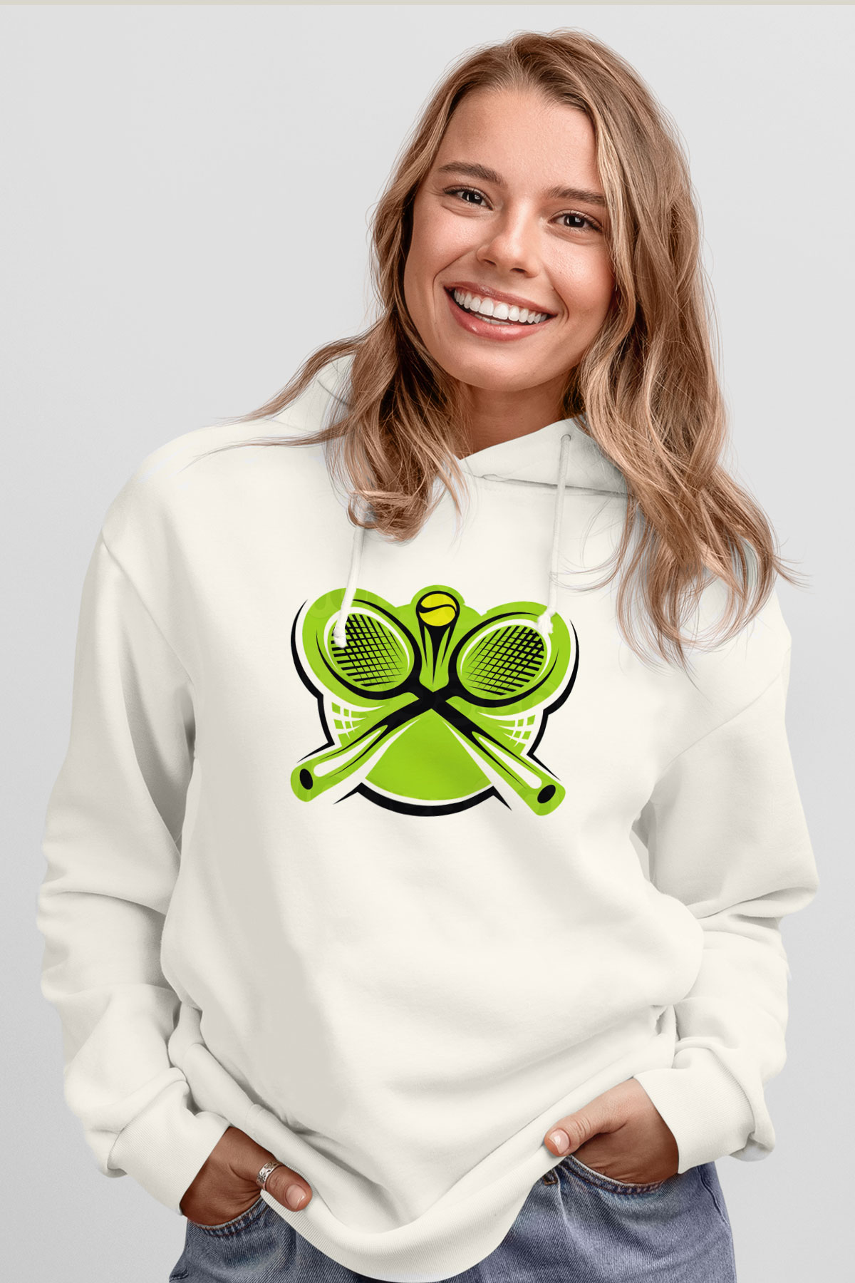 Tenis Beyaz Unisex Hoodie