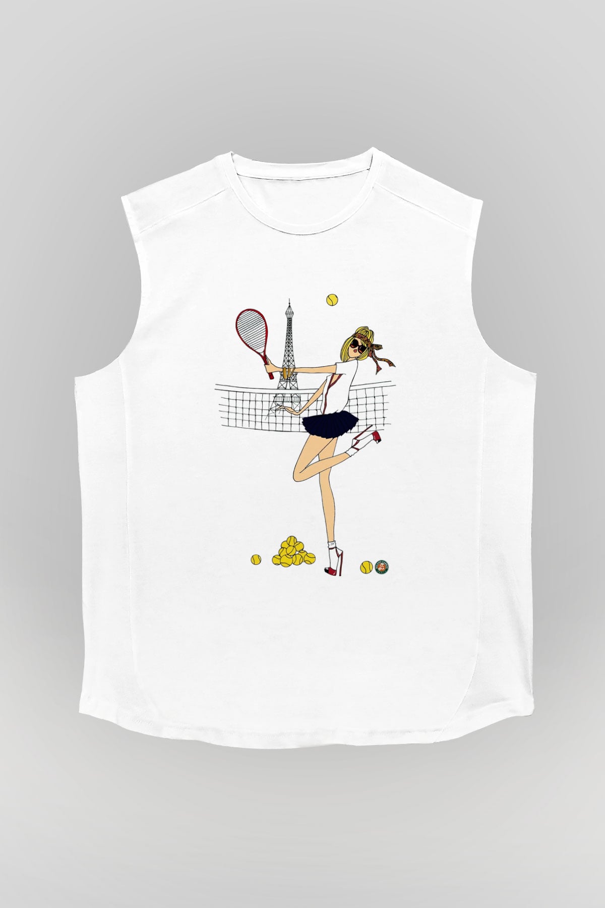 Tenis Beyaz Unisex Kolsuz Tişört