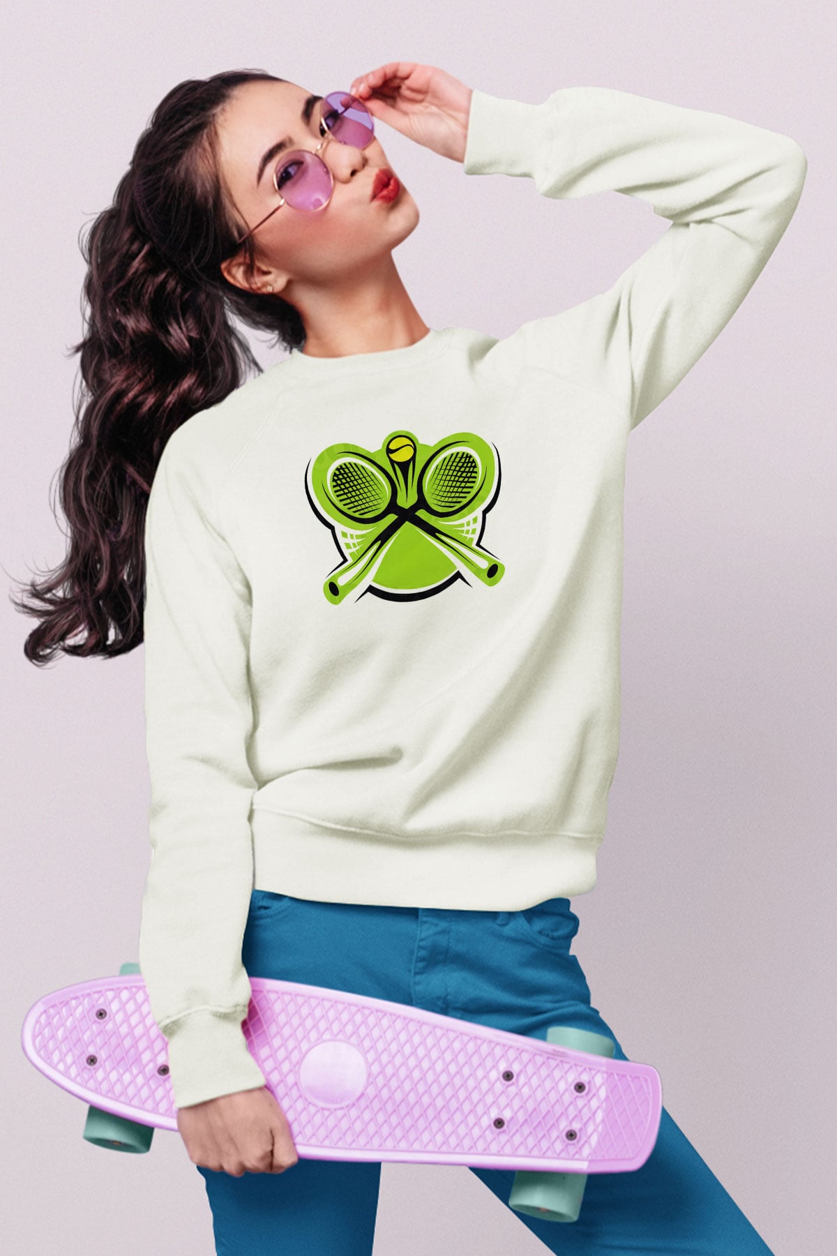 Tenis Beyaz Unisex Sweatshirt