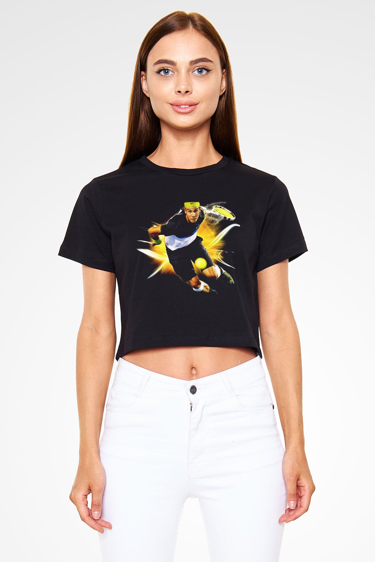 Tenis Siyah Crop Top Tişört