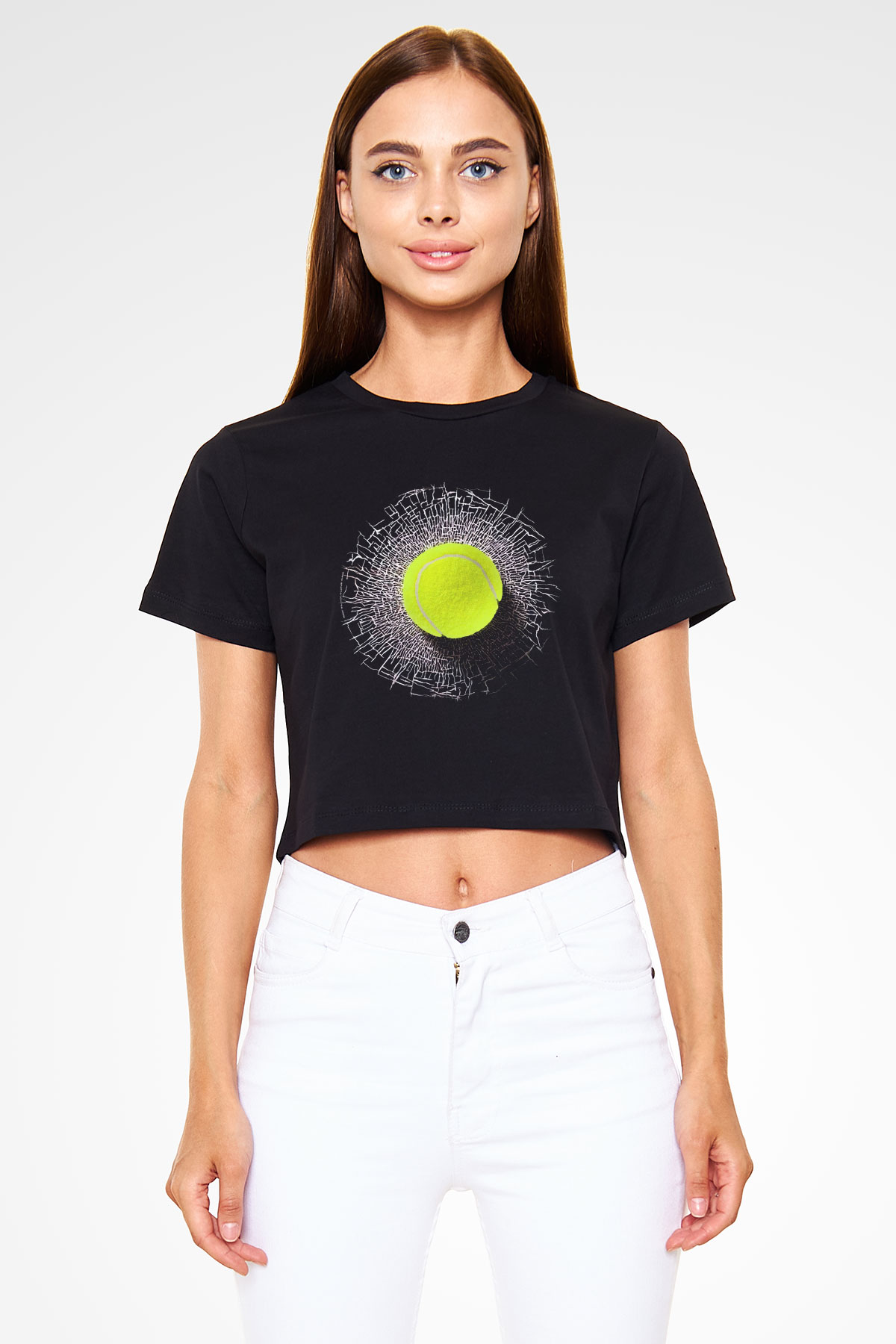 Tenis Siyah Crop Top Tişört