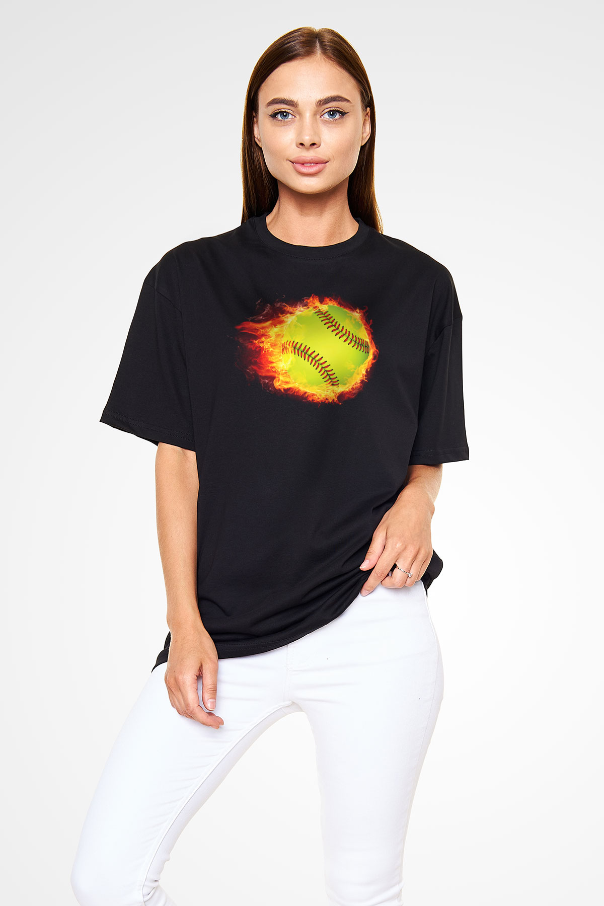 Tenis Siyah Unisex Oversize Tişört T-Shirt