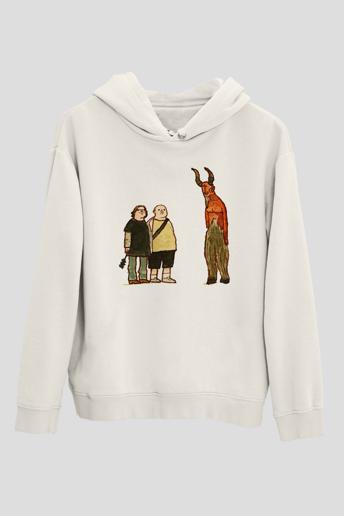 Teracious D Baskılı Beyaz Unisex Kapüşonlu Sweatshirt