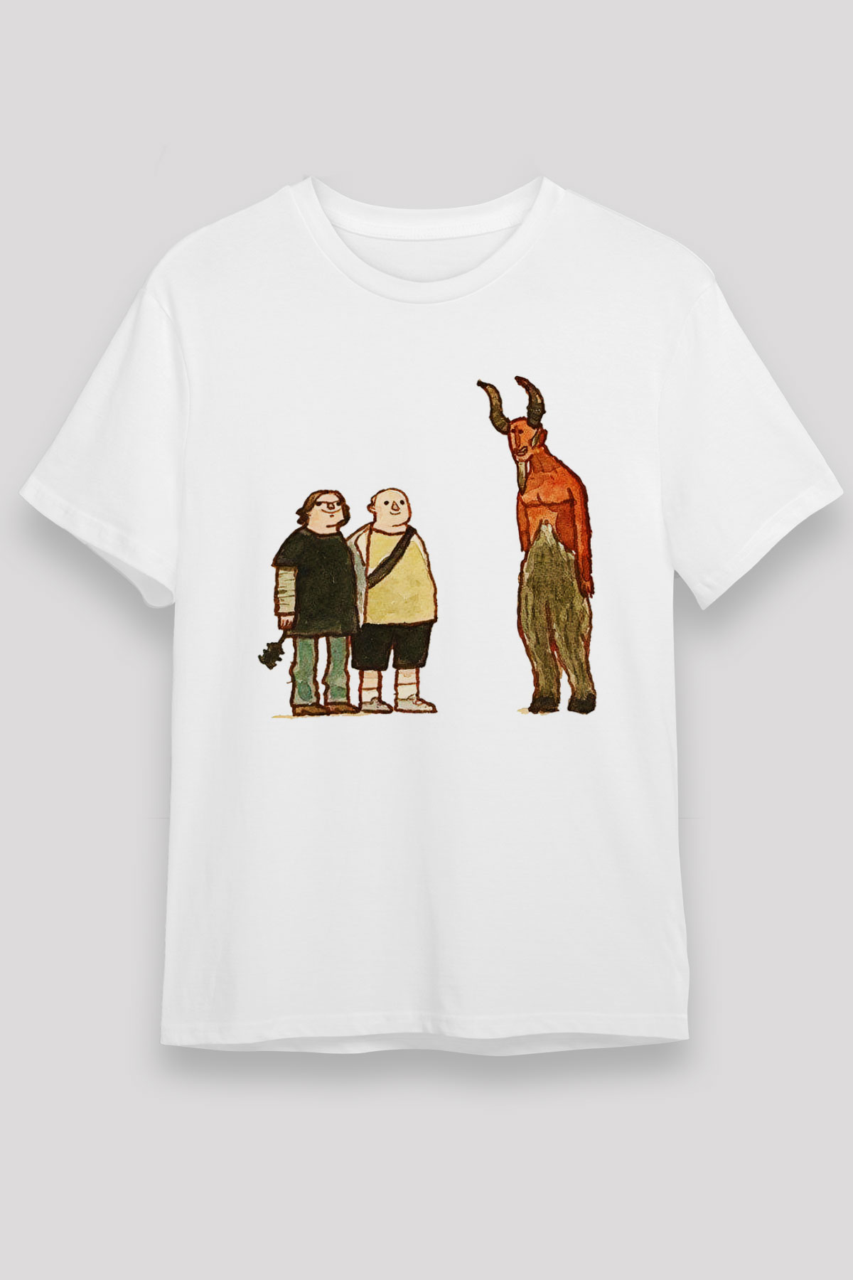 Teracious D Baskılı Unisex Beyaz Tişört - Tshirt