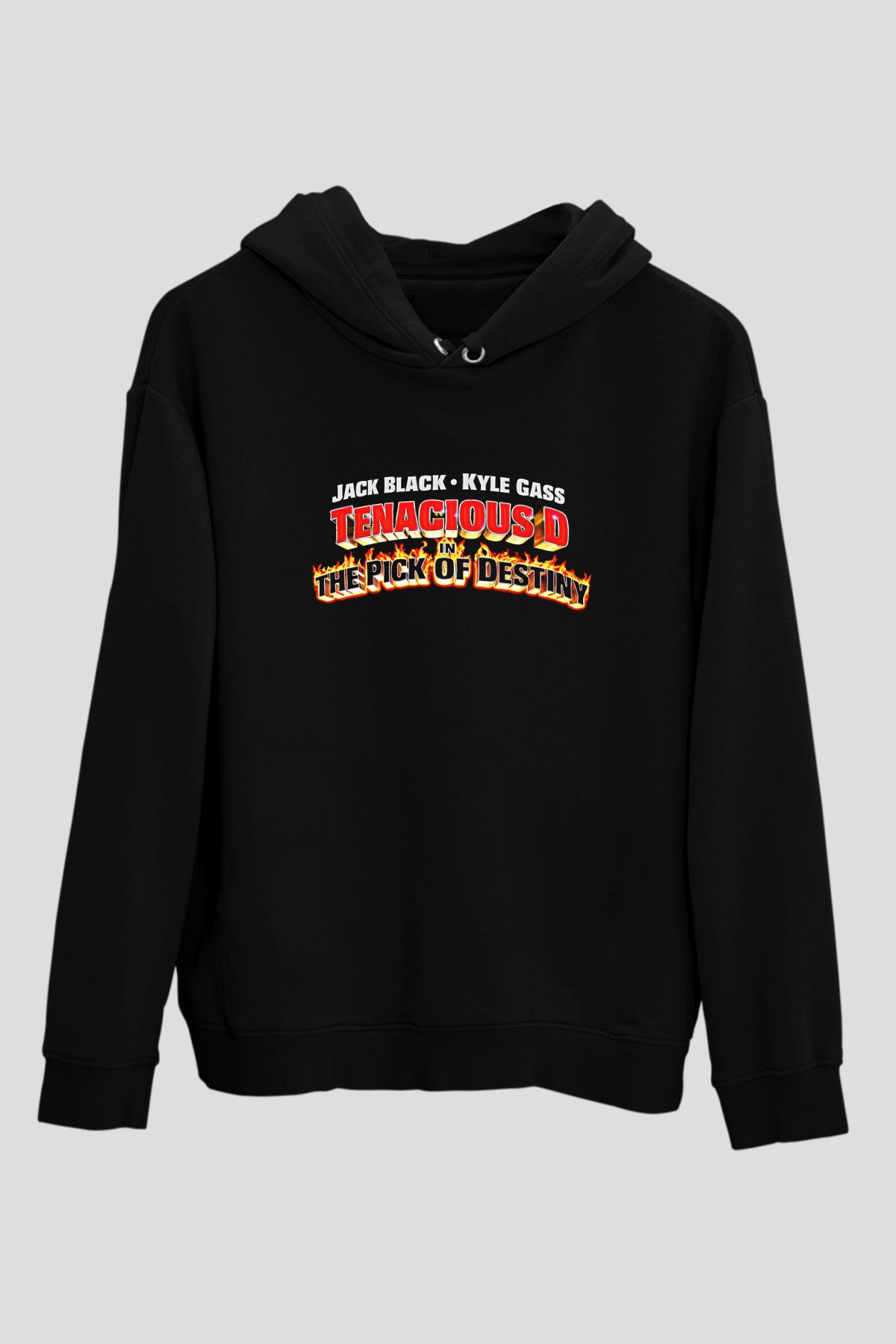 Teracious D Baskılı Unisex Siyah Kapüşonlu Sweatshirt