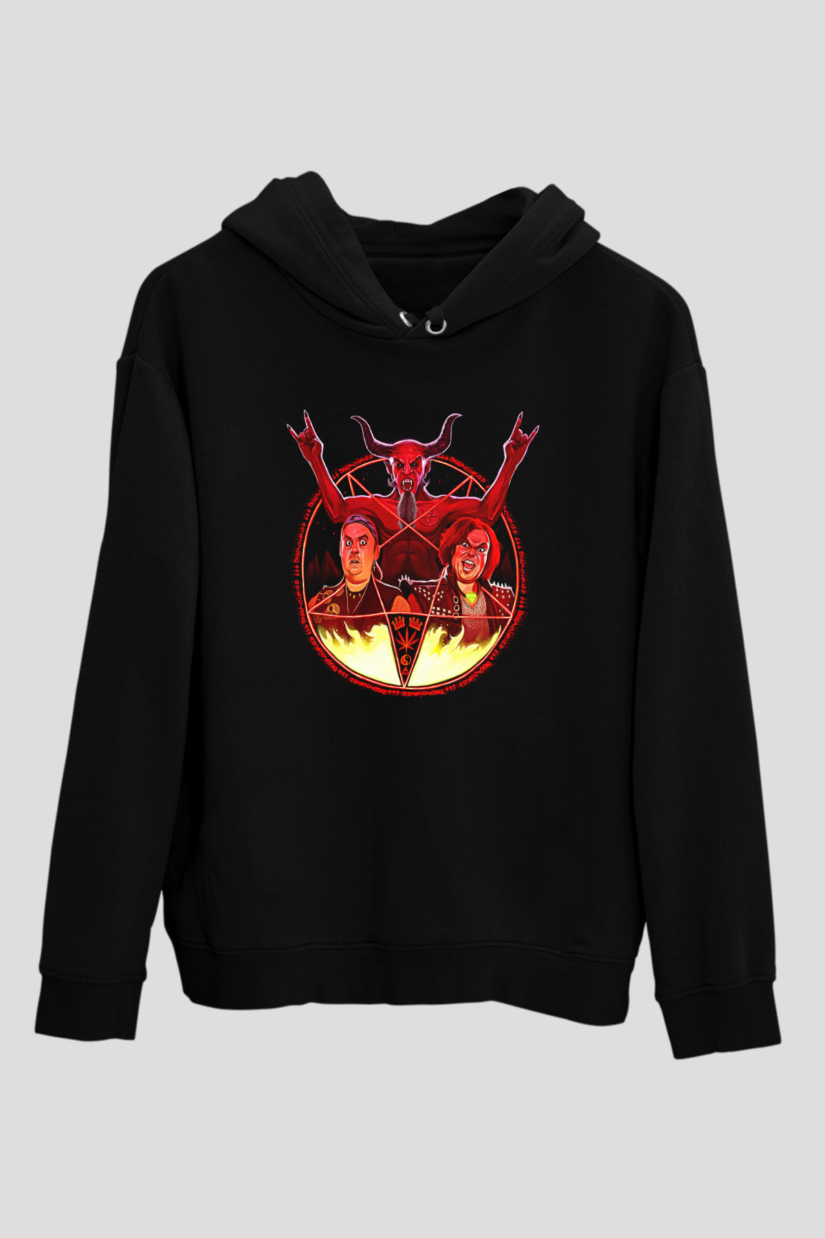 Teracious D Baskılı Unisex Siyah Kapüşonlu Sweatshirt