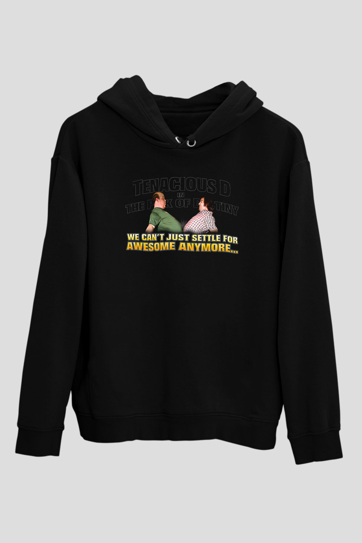 Teracious D Baskılı Unisex Siyah Kapüşonlu Sweatshirt