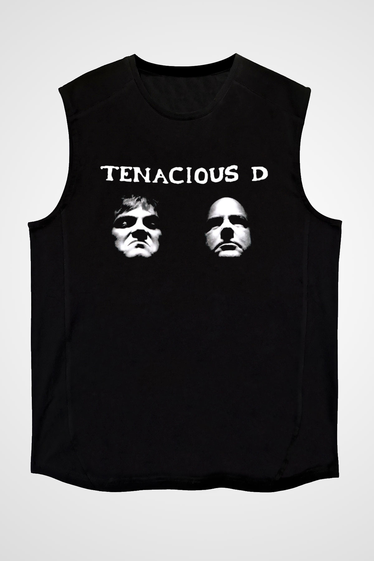 Teracious D Baskılı Unisex Siyah Kolsuz Tişört - Tshirt