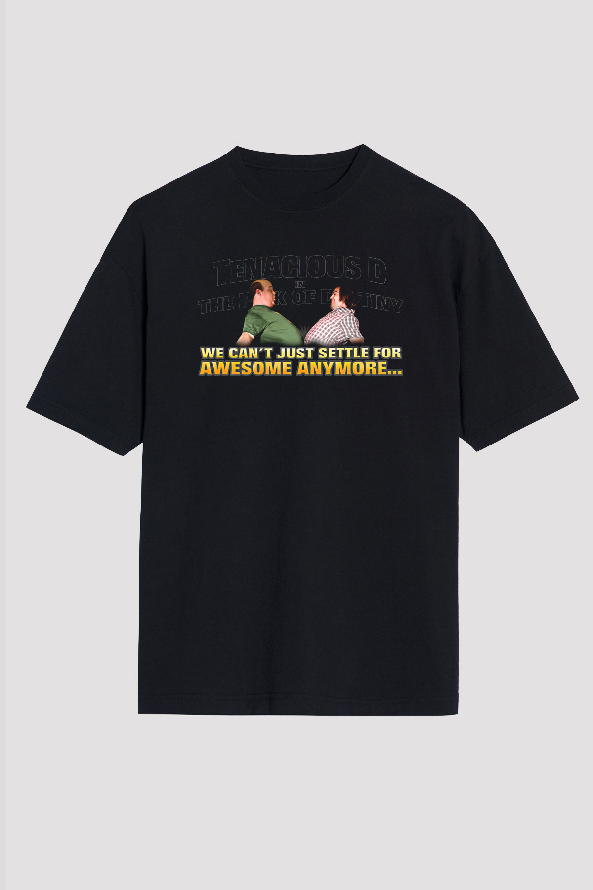 Teracious D Baskılı Unisex Siyah Oversize Tişört - Tshirt