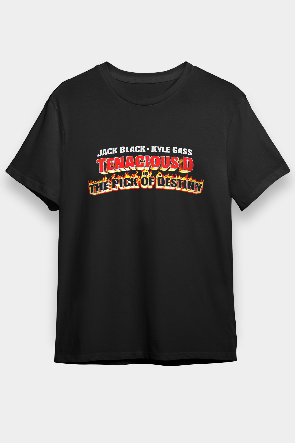 Teracious D Baskılı Unisex Siyah Tişört - Tshirt