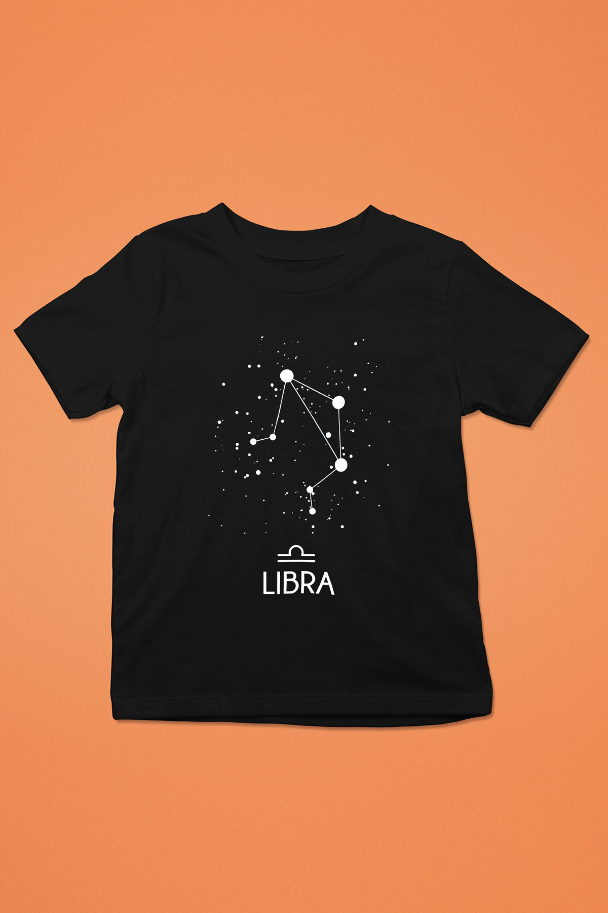 Terazi Burcu Baskılı Unisex Siyah Çocuk Tişört - Tshirt