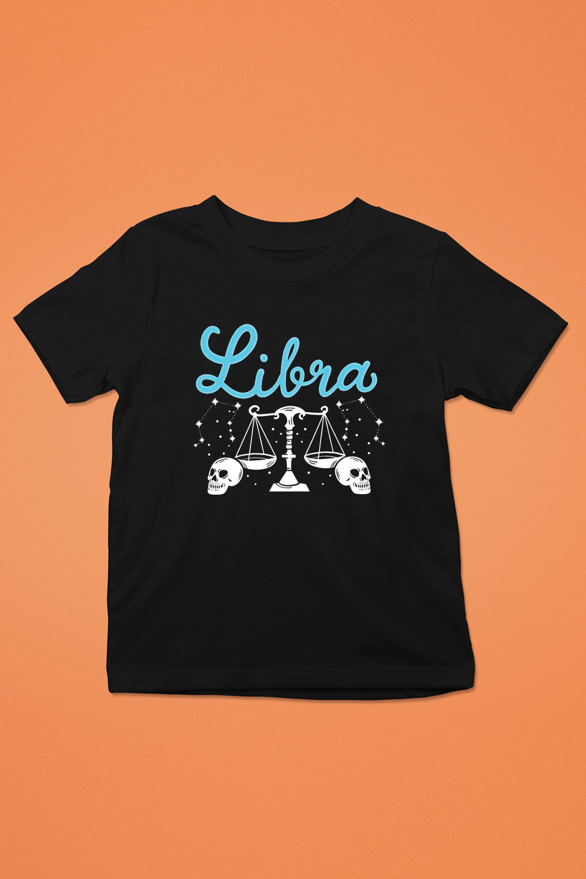 Terazi Burcu Baskılı Unisex Siyah Çocuk Tişört - Tshirt