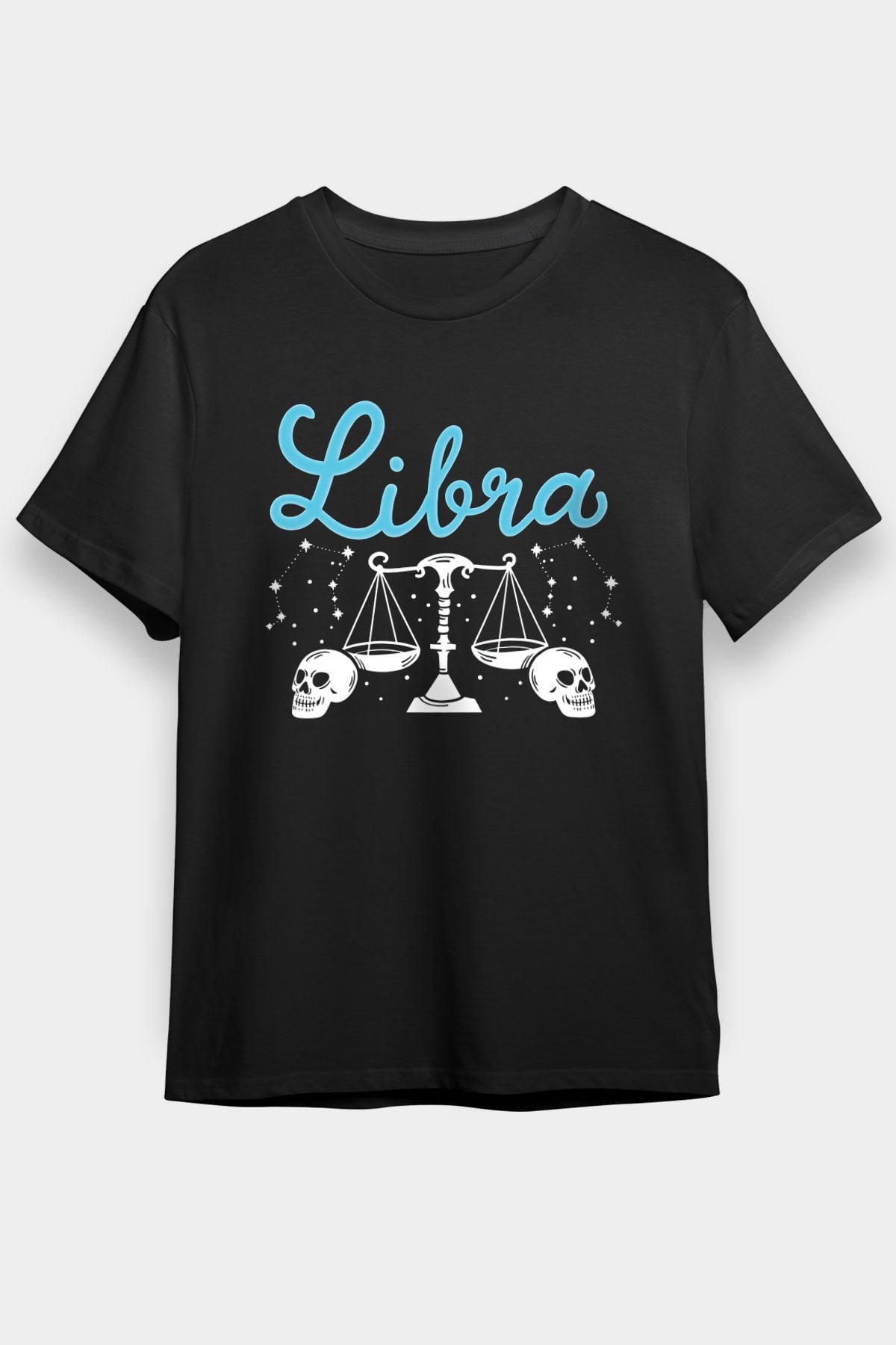 Terazi Burcu Baskılı Unisex Siyah Tişört - Tshirt