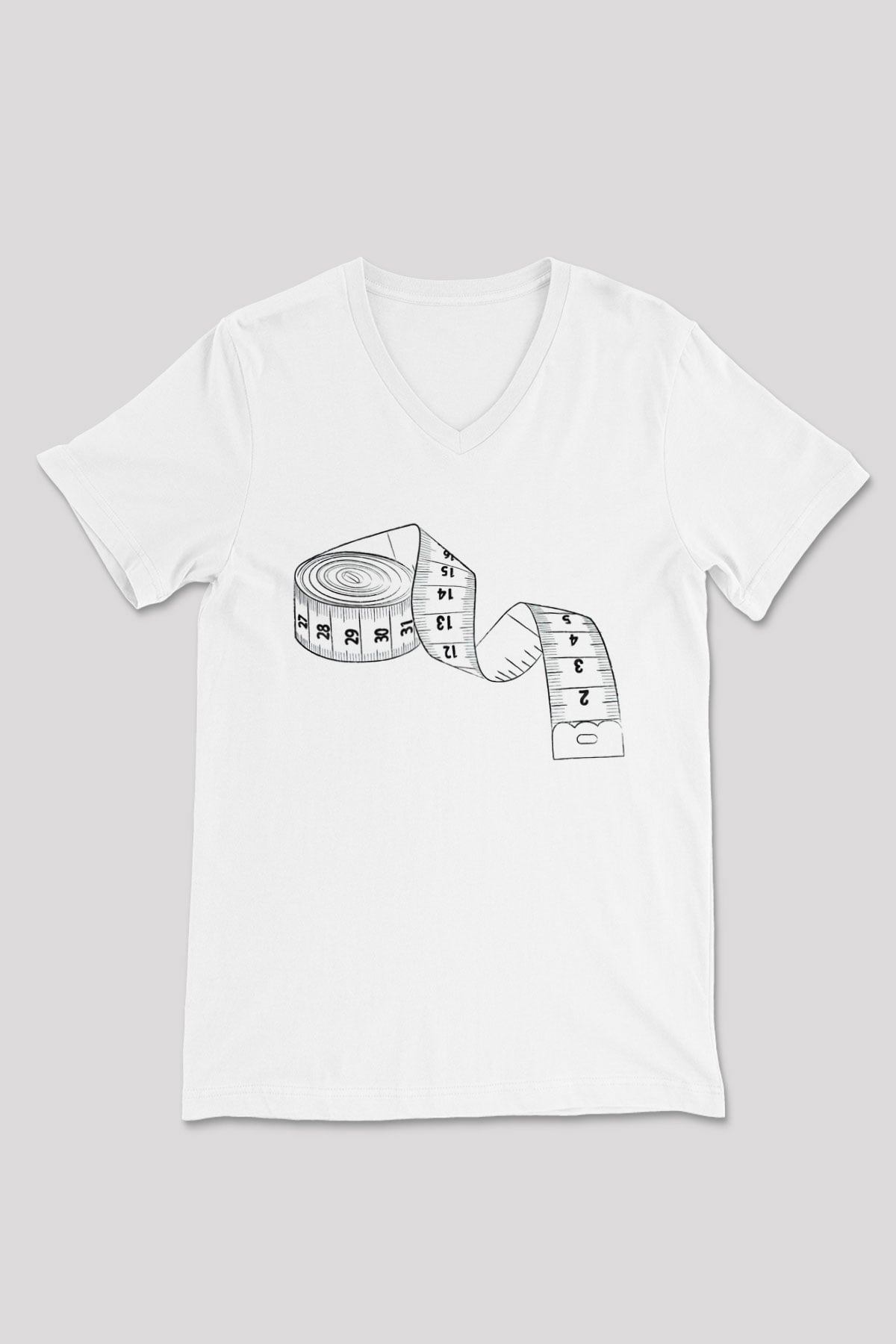 Terzi Beyaz Unisex V Yaka Tişört T-Shirt