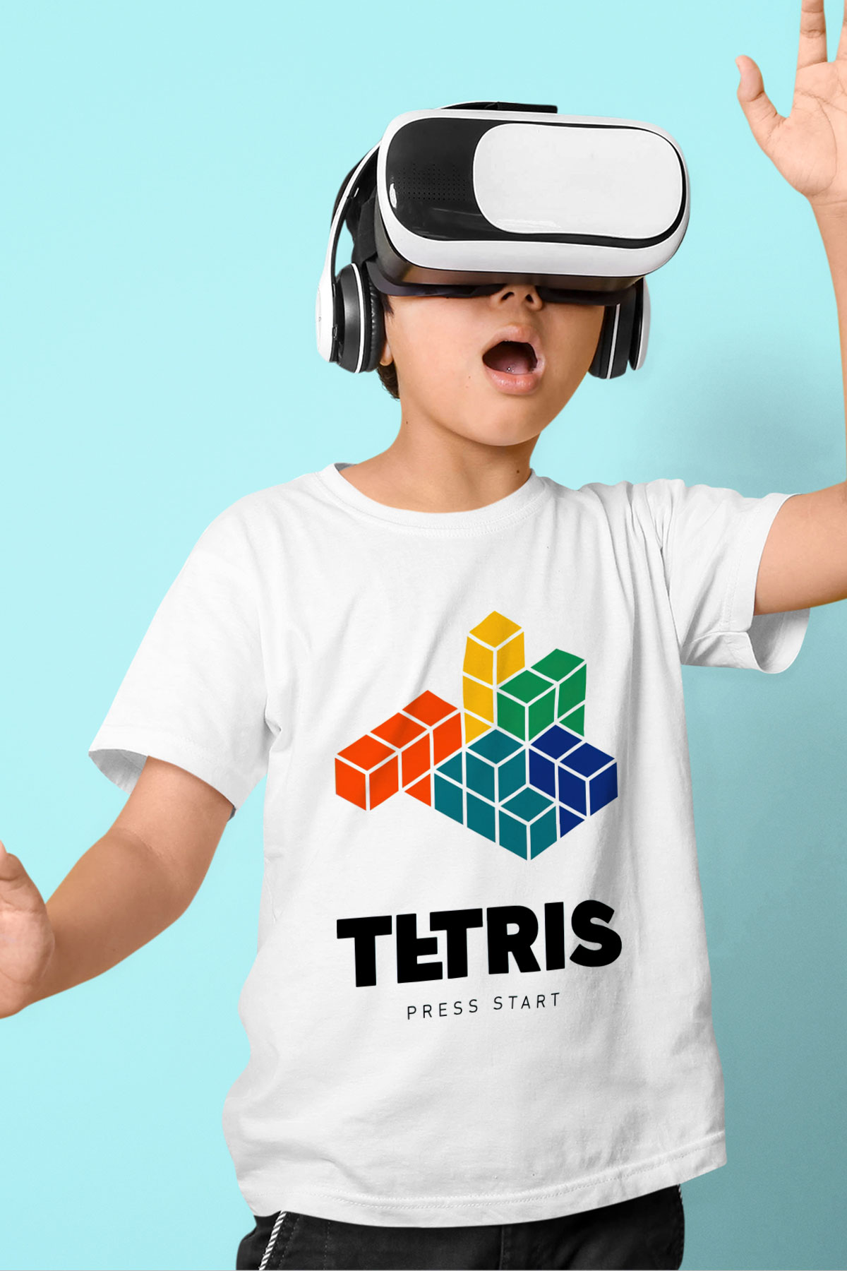 Tetris Beyaz Unisex  Çocuk Tişört