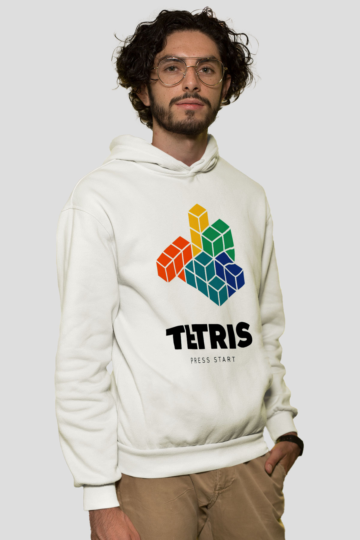 Tetris Beyaz Unisex Hoodie