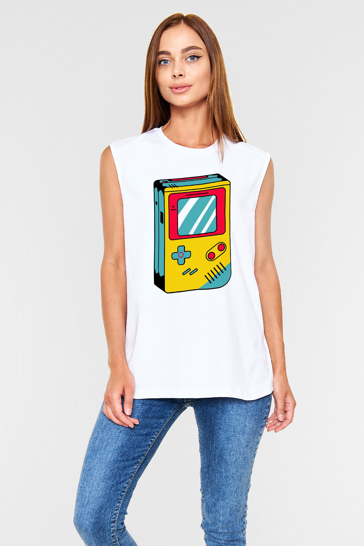 Tetris Beyaz Unisex  Kolsuz Tişört