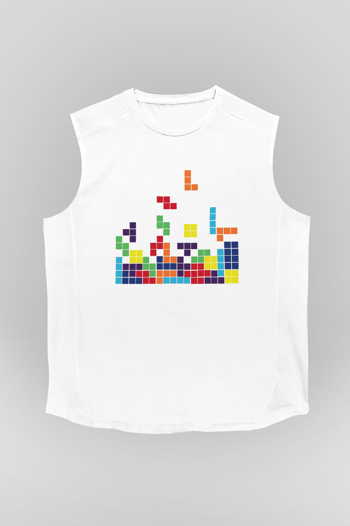 Tetris Beyaz Unisex Kolsuz Tişört