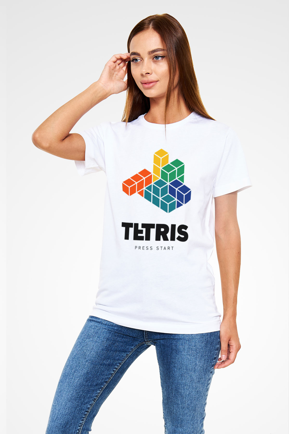 Tetris Beyaz Unisex Tişört