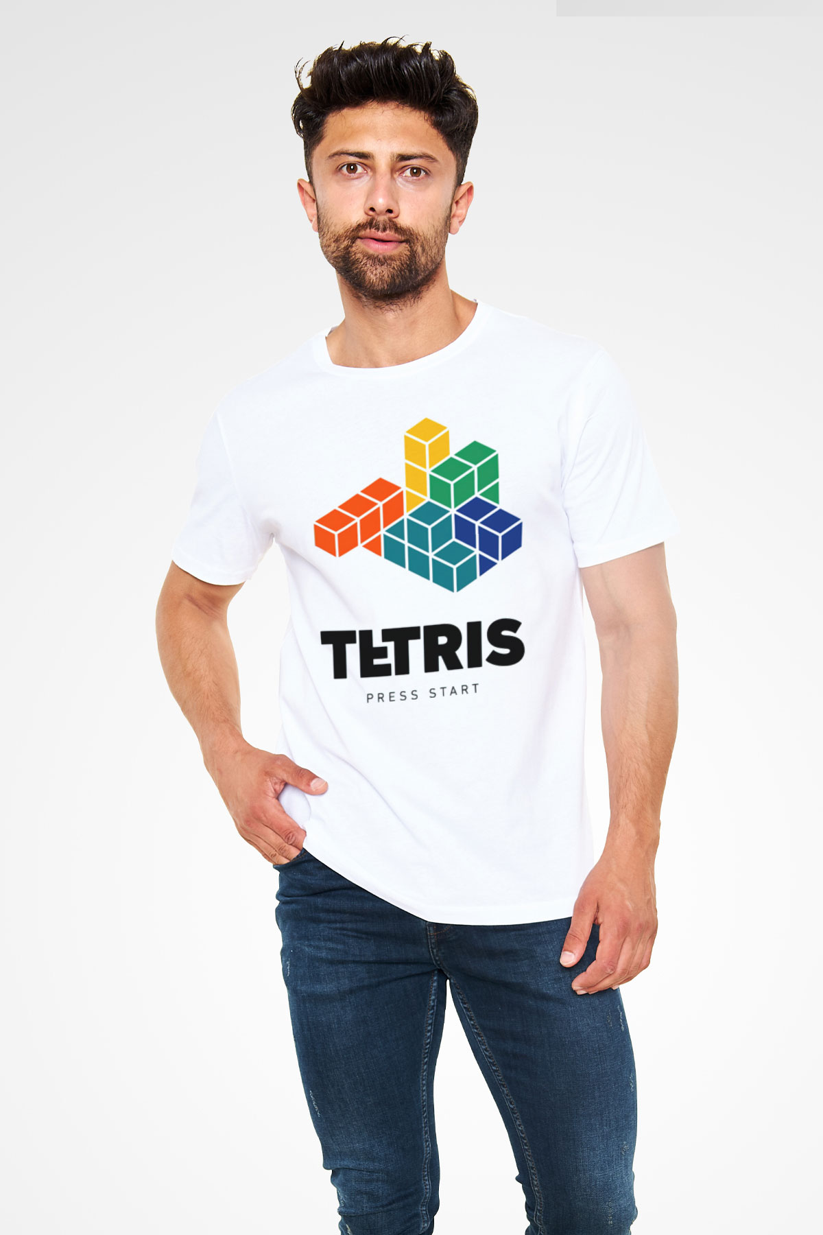Tetris Beyaz Unisex Tişört