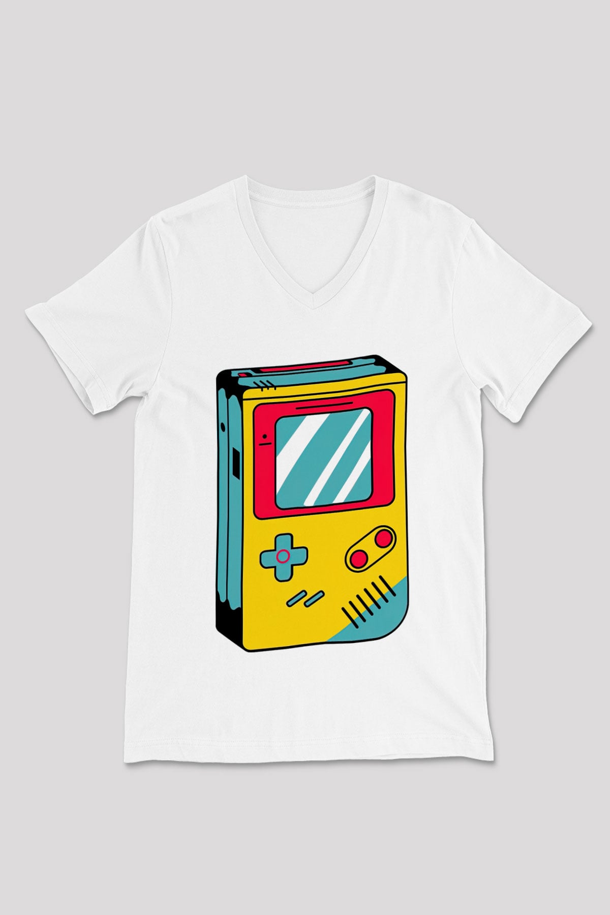 Tetris Beyaz Unisex  V Yaka Tişört