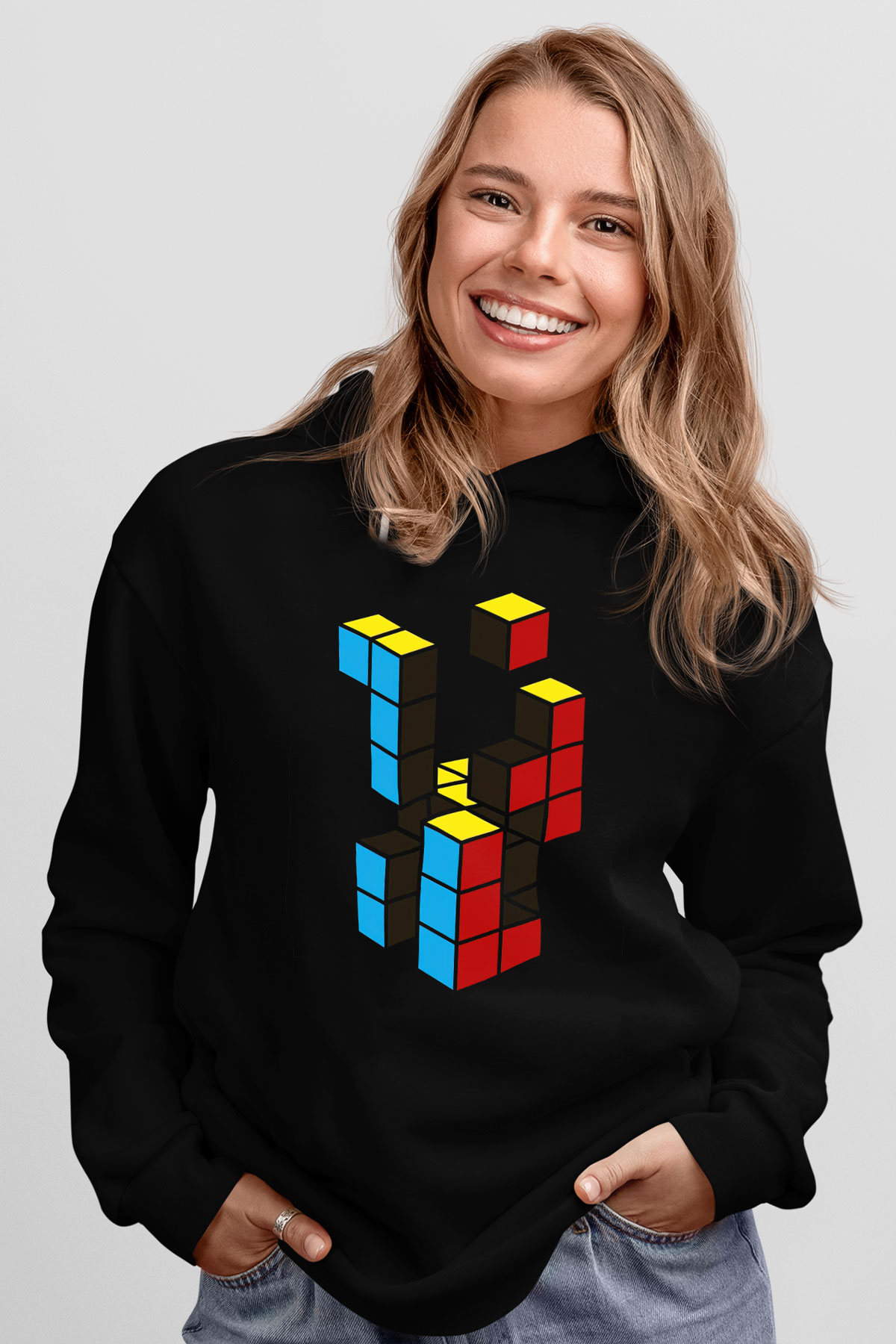 Tetris Siyah Unisex Hoodie