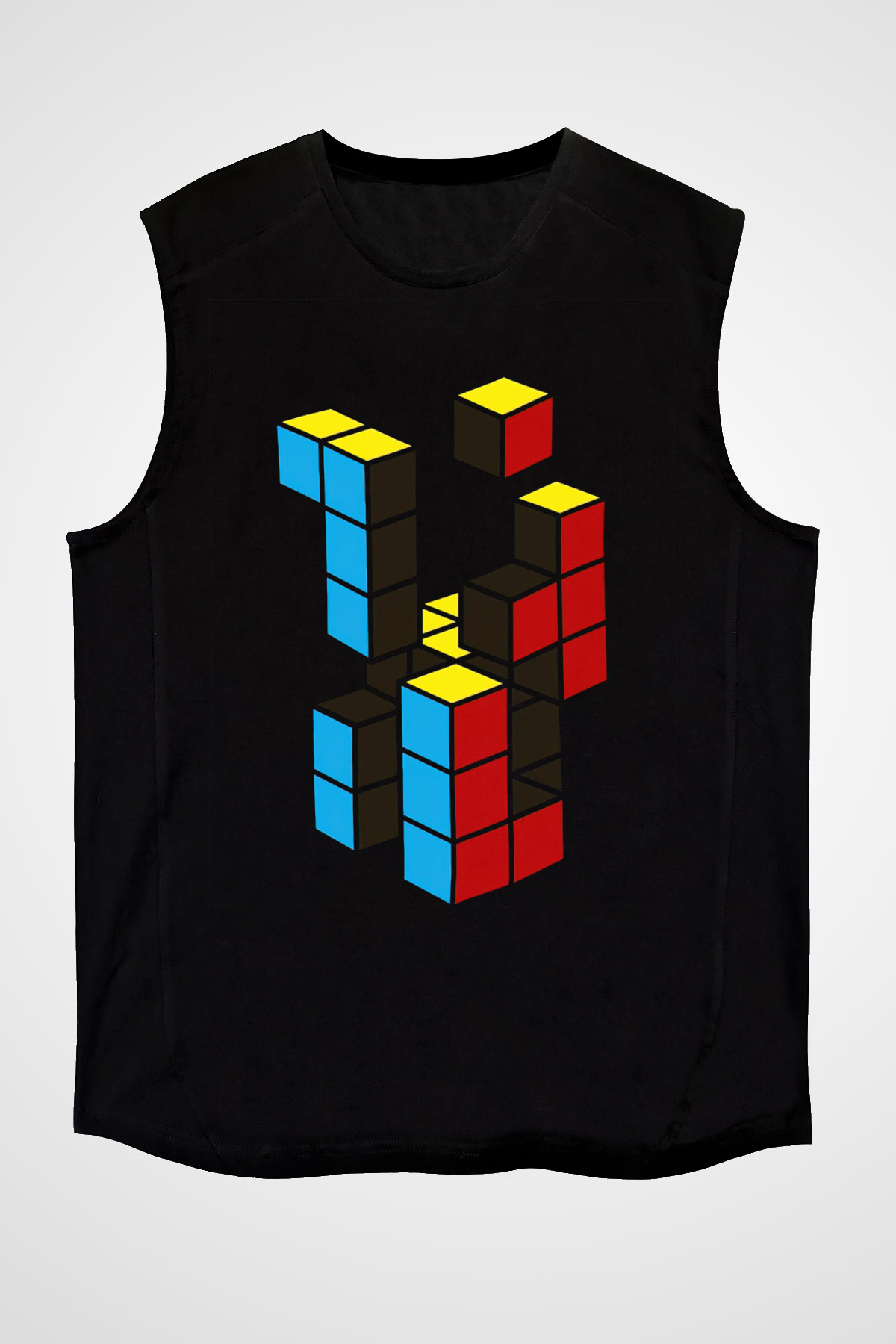 Tetris Siyah Unisex  Kolsuz Tişört