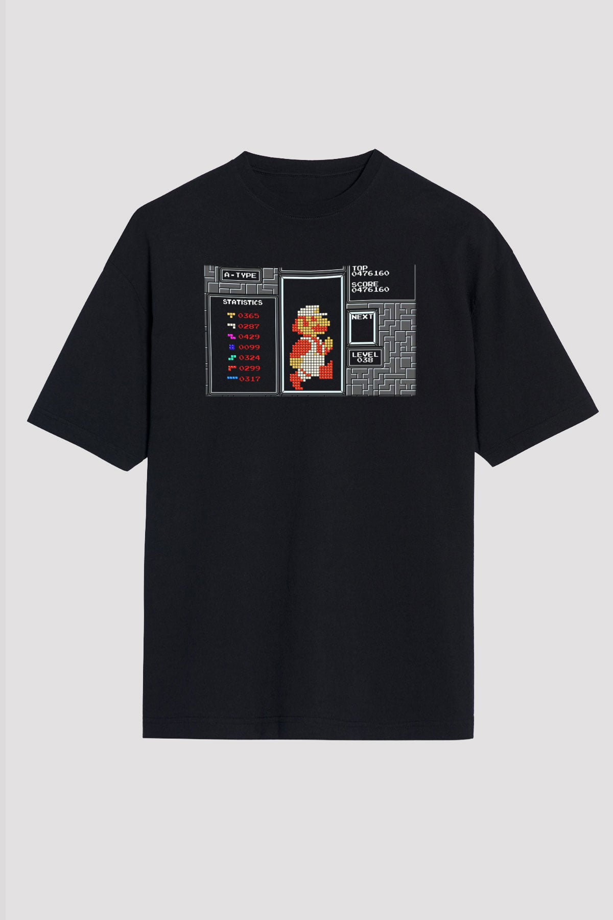 Tetris Siyah Unisex Oversize Tişört